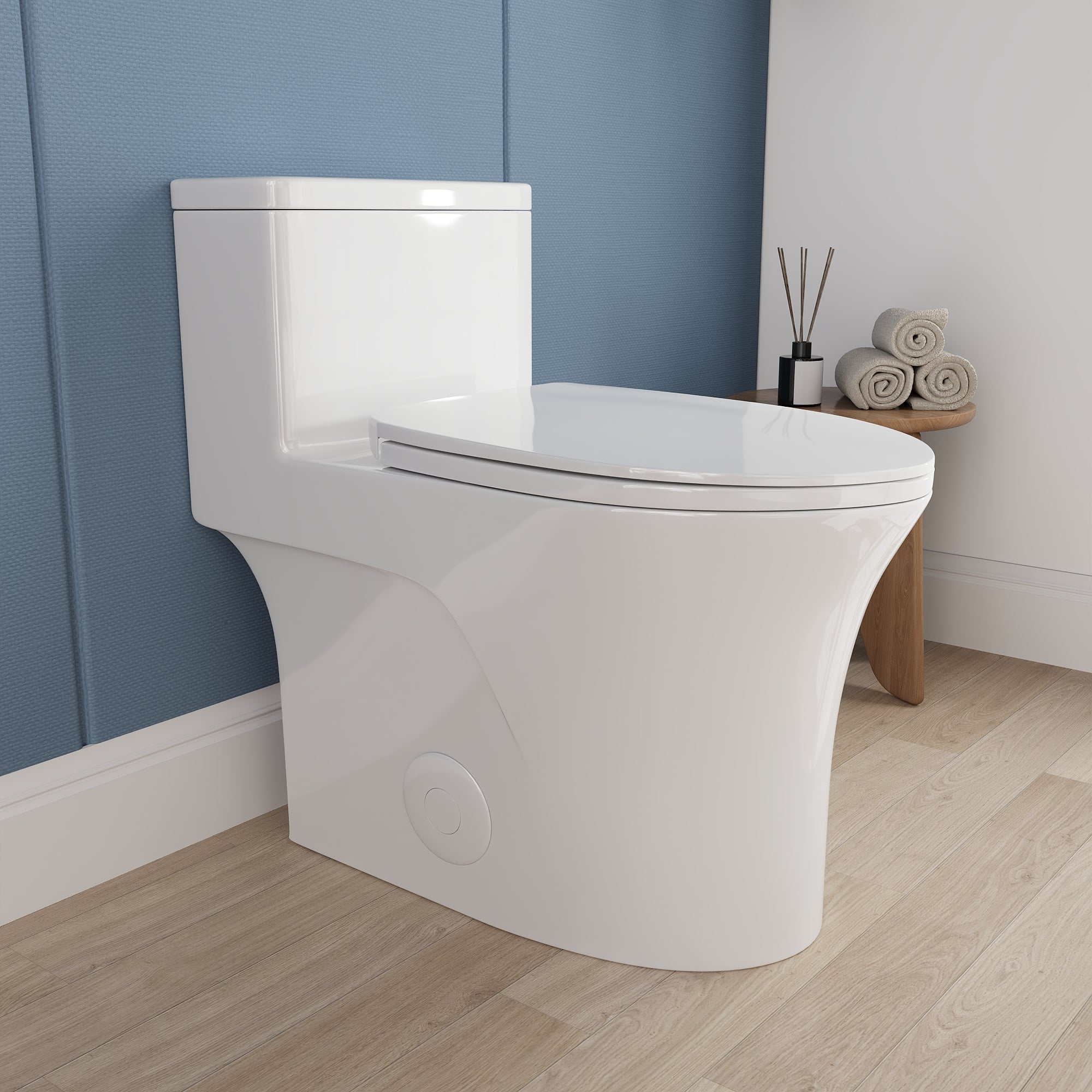 DeerValley One Piece Elongated Toilet, 1/1.28 GPF Dual Flush Rimless Bowl White Toilet with ADA Comfort Seat Height (Seat Included),DV-1F0437