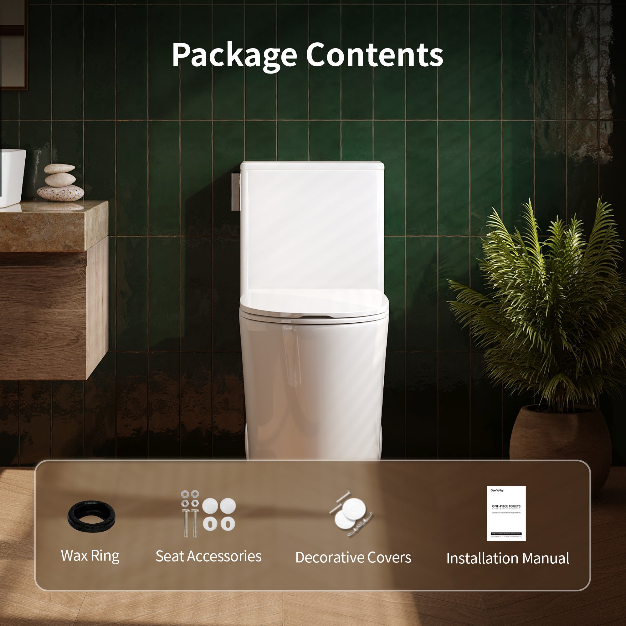 DeerValley DV-1F0470 One-Piece Toilet, Self-Cleaning Glaze & Dual Flush System