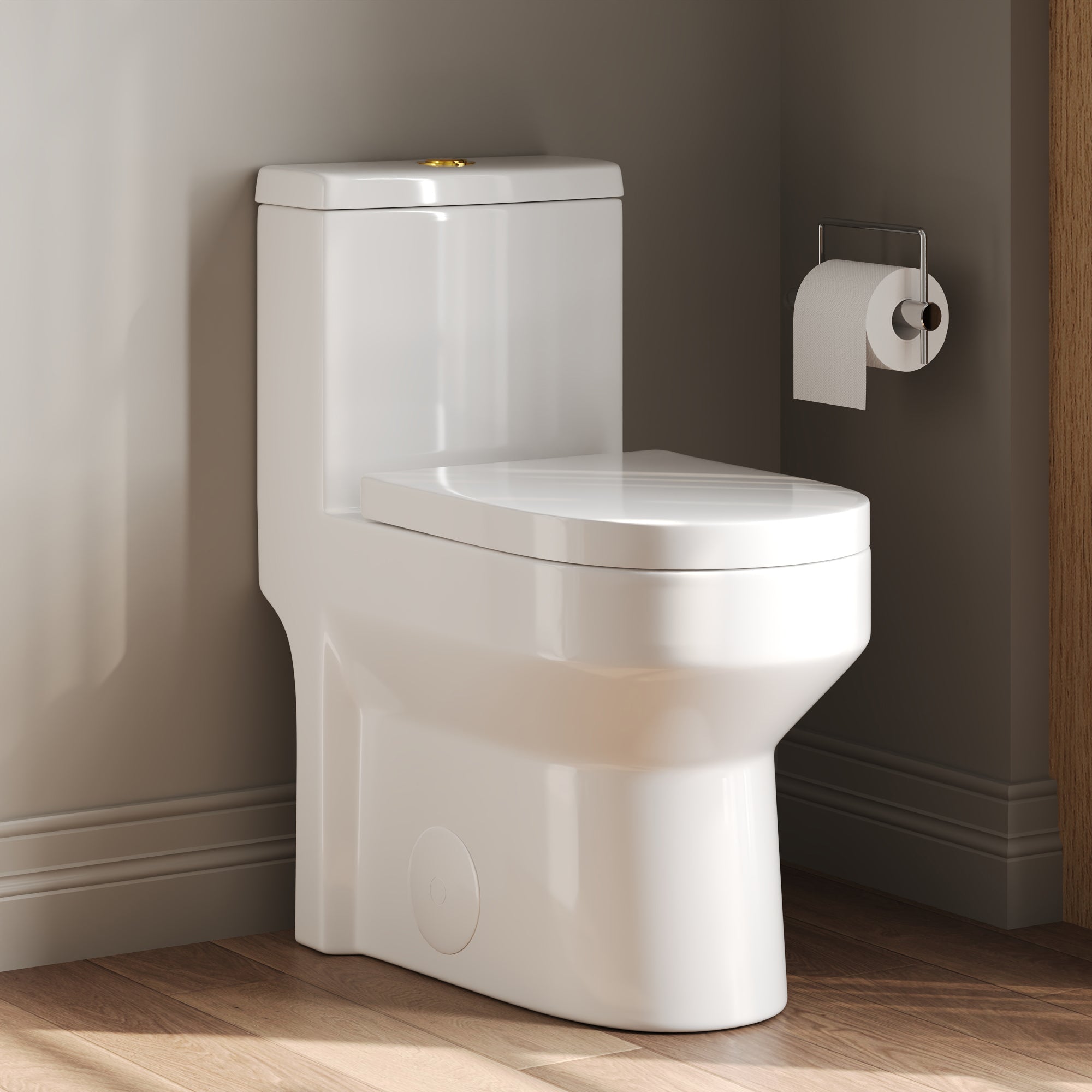 DeerValley Liberty Compact Toilets with Crisp White Button - High-Efficiency Round Toilet (Seat Included),DV-1F52812-G/W/B