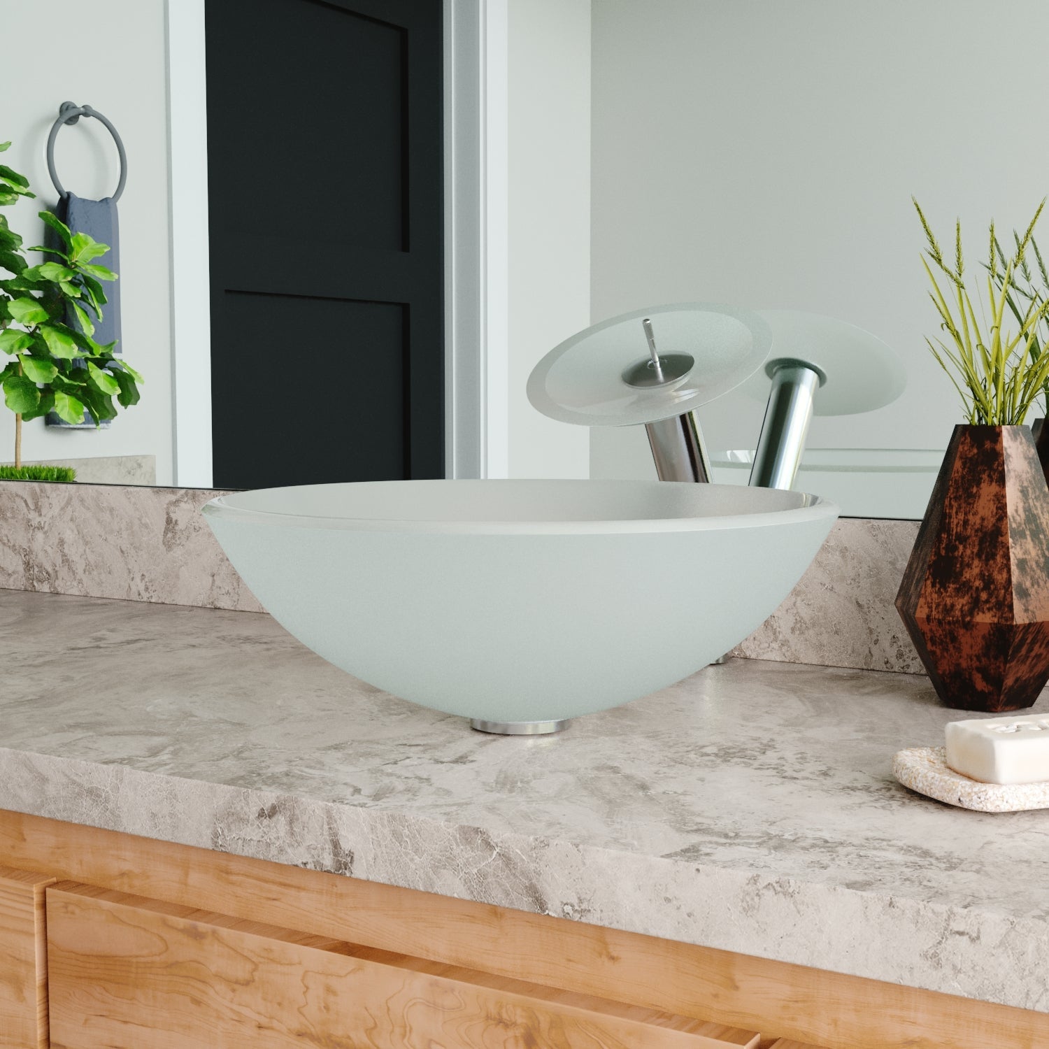 DeerValley Bath DeerValley DV-1G0007 Glass Circular Vessel Bathroom Sink Vessel Sink