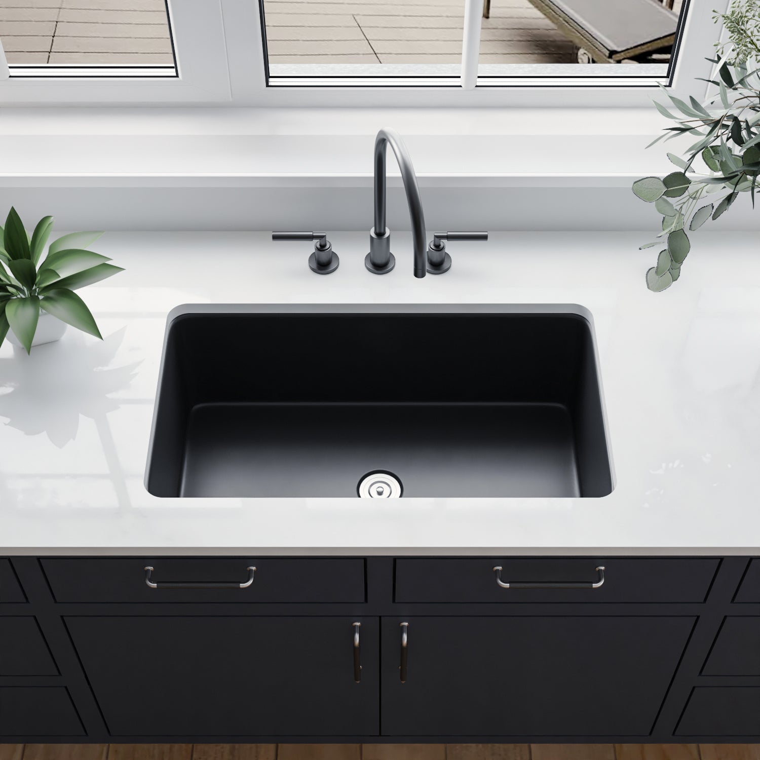 DeerValley Bath DeerValley DV-1K0016 Glen Rectangle Fireclay 31.89" L x 19.09" W Farmhouse Kitchen Sink Kithcen Sink