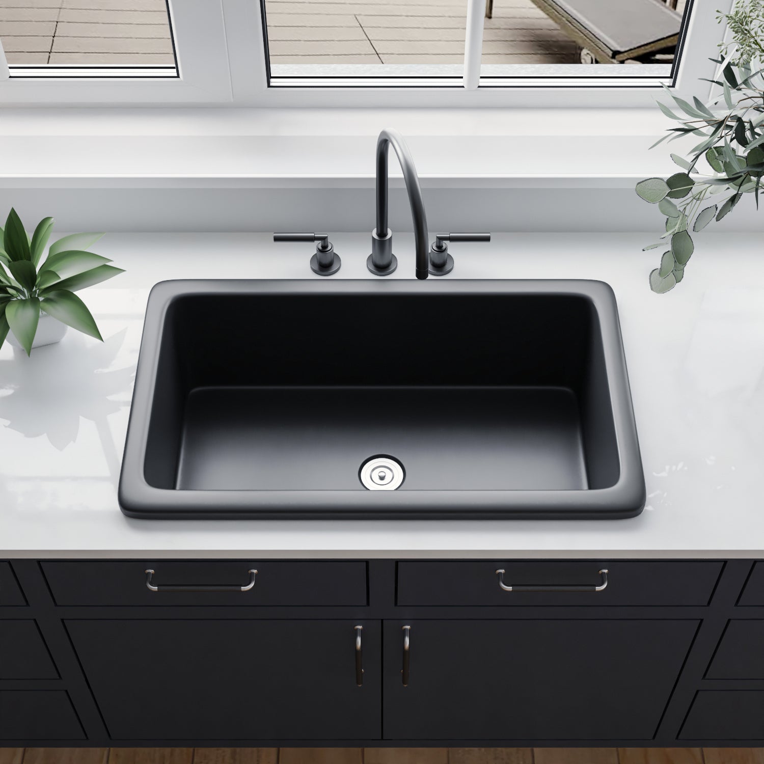 DeerValley Bath DeerValley DV-1K0016 Glen Rectangle Fireclay 31.89" L x 19.09" W Farmhouse Kitchen Sink Kithcen Sink