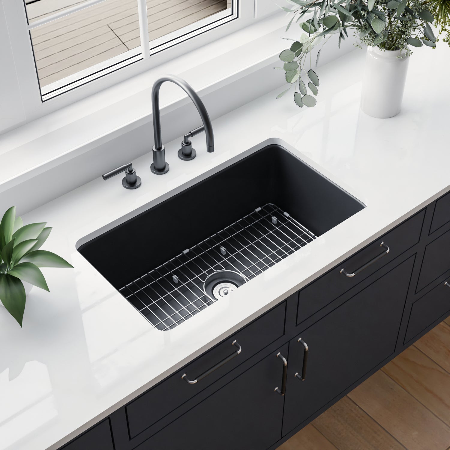 DeerValley Bath DeerValley DV-1K0016 Glen Rectangle Fireclay 31.89" L x 19.09" W Farmhouse Kitchen Sink Kithcen Sink