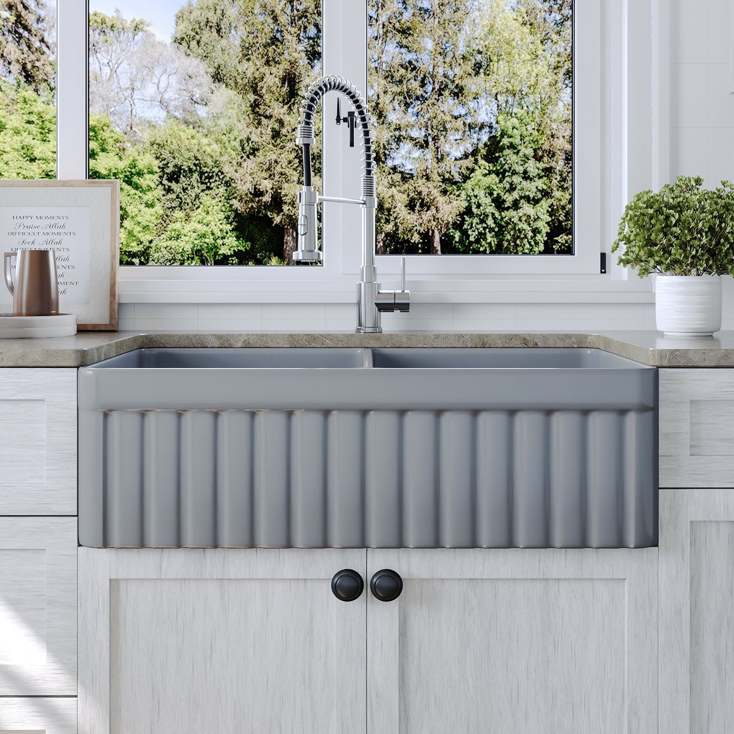 NOVA 33" L x 18" W Rectangular Farmhouse Kitchen Sink, Large Capacity With Multiple Colors