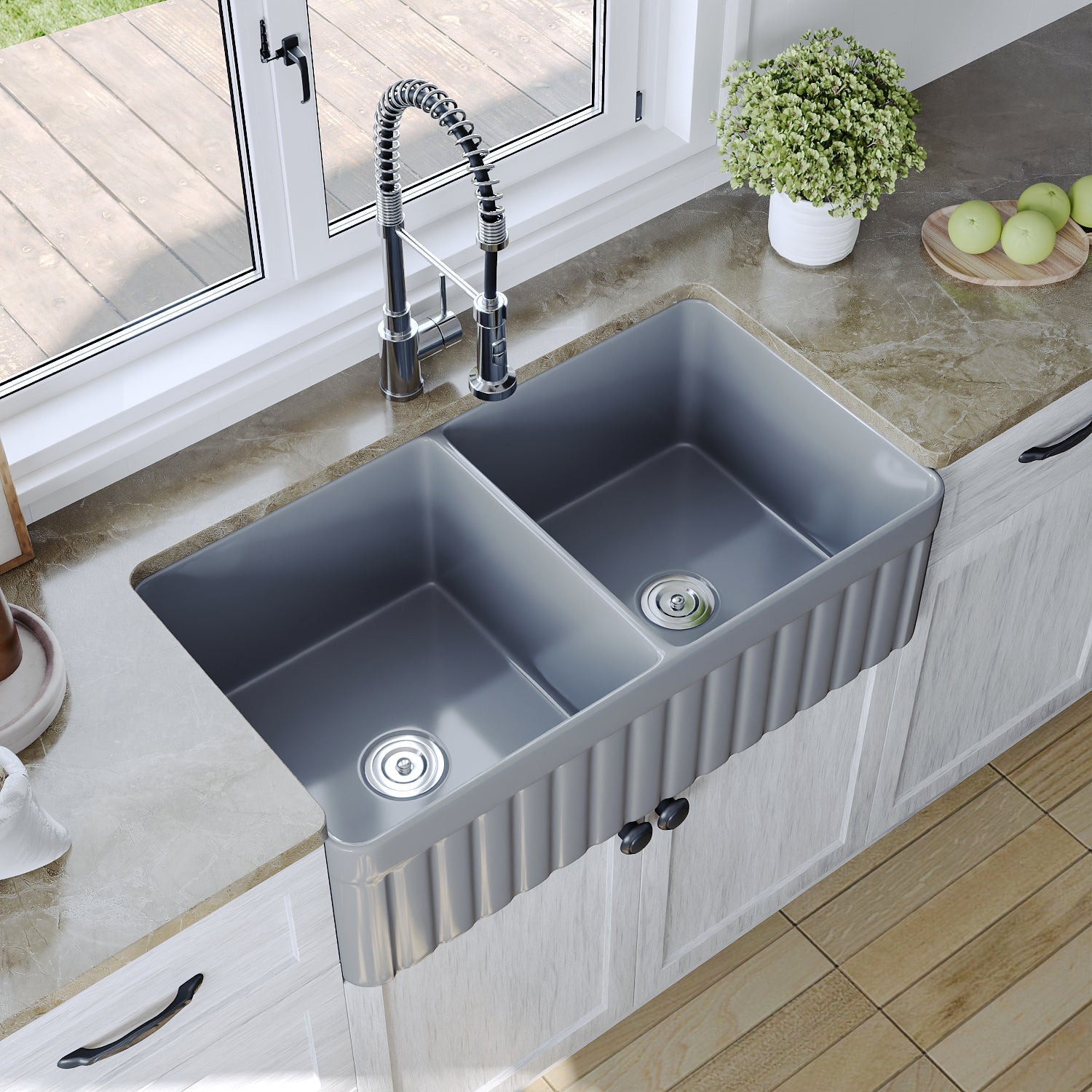 NOVA 33" L x 18" W Rectangular Farmhouse Kitchen Sink, Large Capacity With Multiple Colors