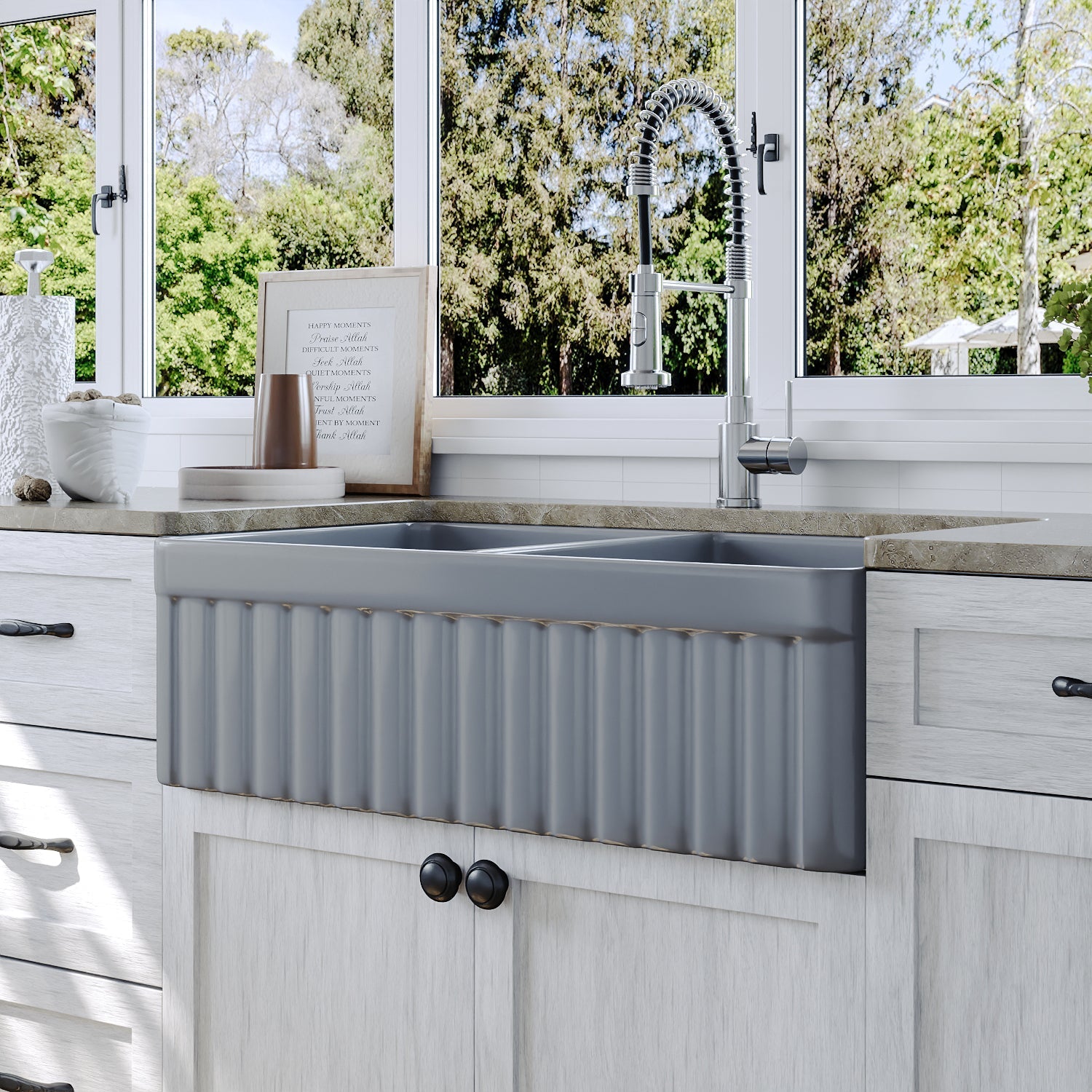 NOVA 33" L x 18" W Rectangular Farmhouse Kitchen Sink, Large Capacity With Multiple Colors