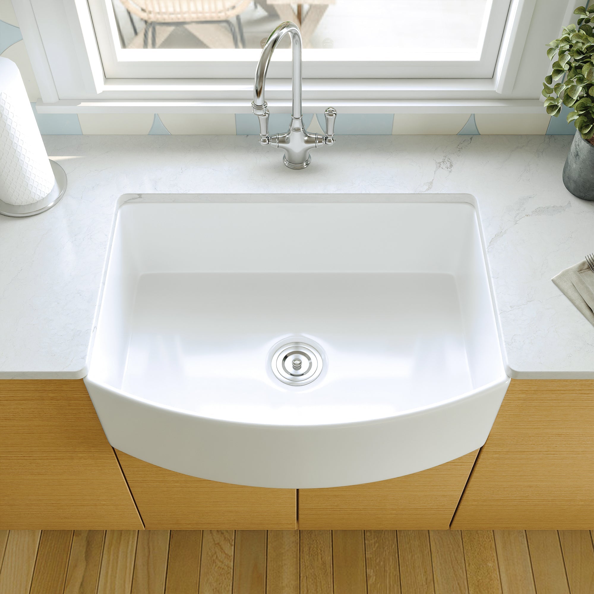 GROVE 33" L x 21" W Farmhouse Kitchen Sink, Corrosion-Resistant With Multiple Sizes