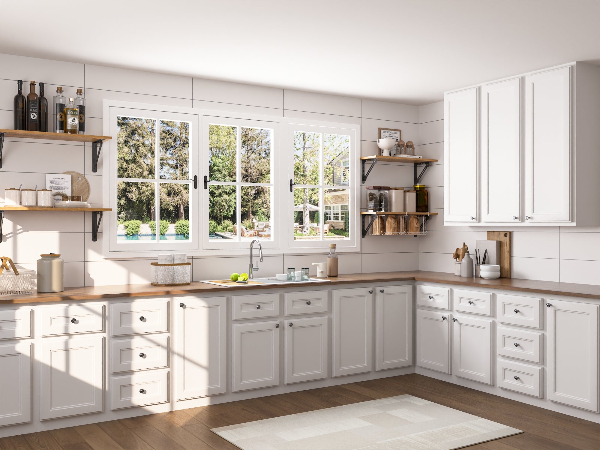 32.68"L X 21.85" W Rectangular Workstation Farmhouse Kitchen Sink, Smooth Surface