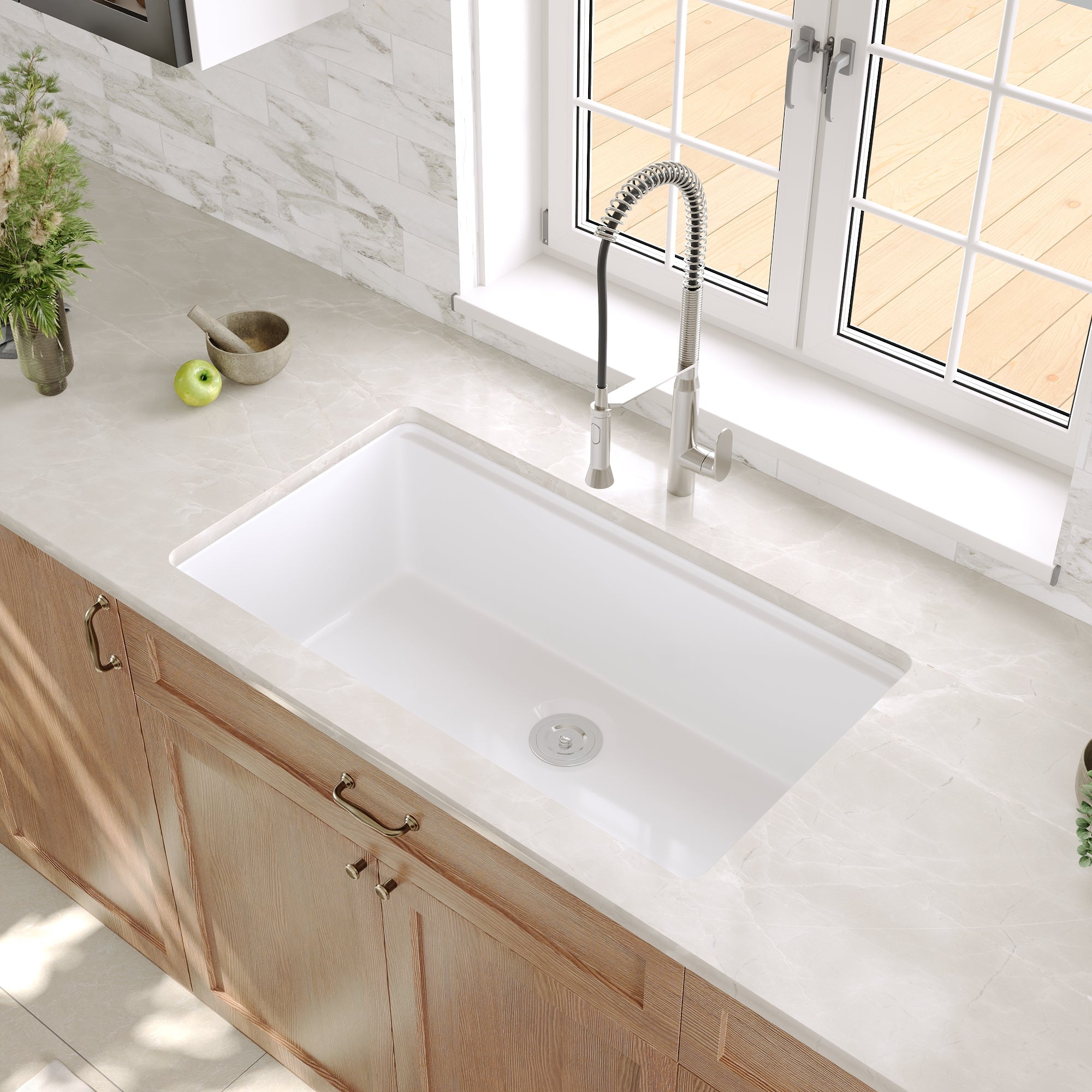 33" L X 19" W Rectangular Workstation Undermount Kitchen Sink, Shatter-Resistant