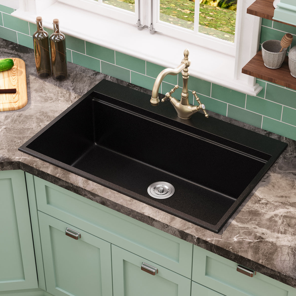 DeerValley DV-1K0170 Granite Composite Kitchen Sink with Cutting Board Kit