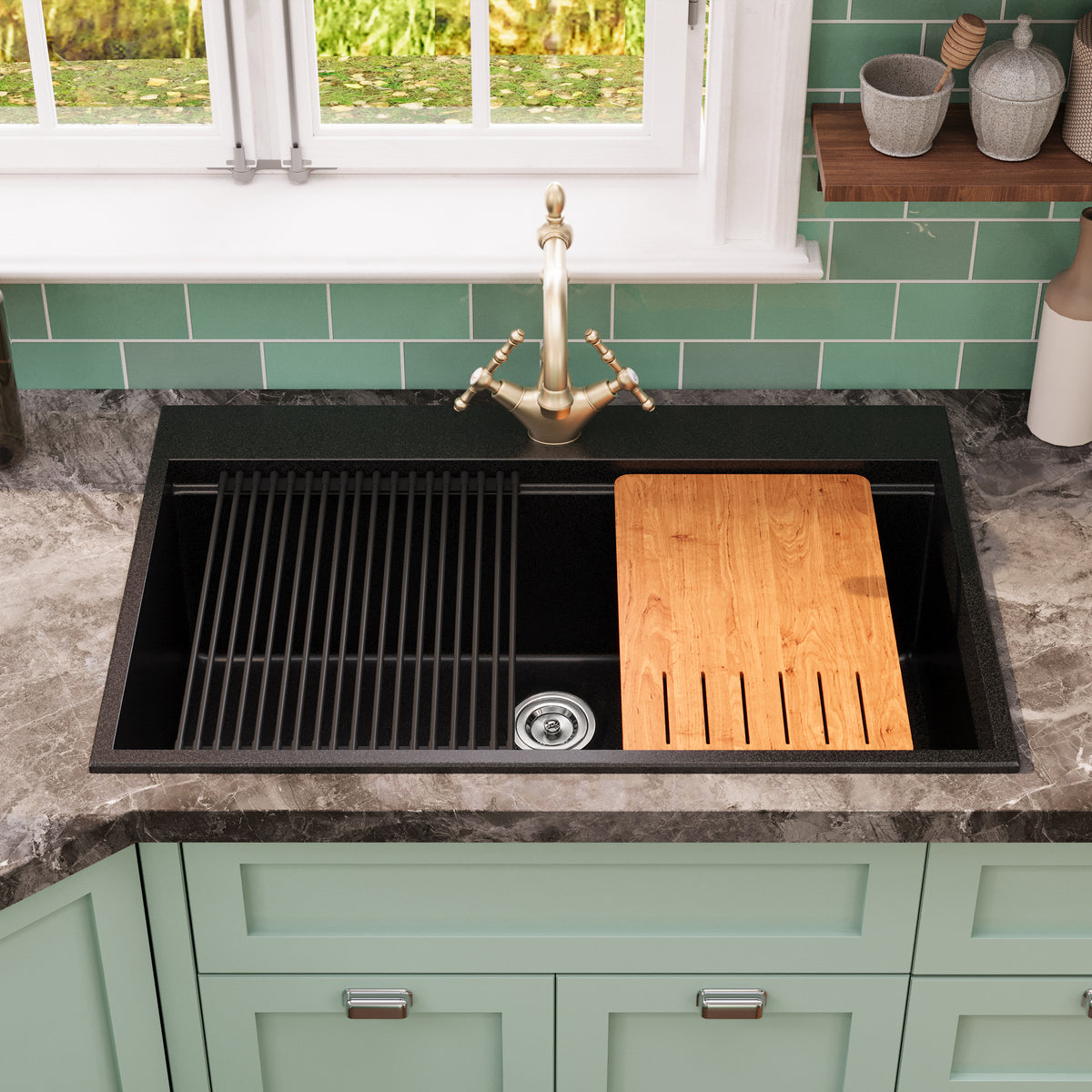 DeerValley DV-1K0170 Granite Composite Kitchen Sink with Cutting Board Kit