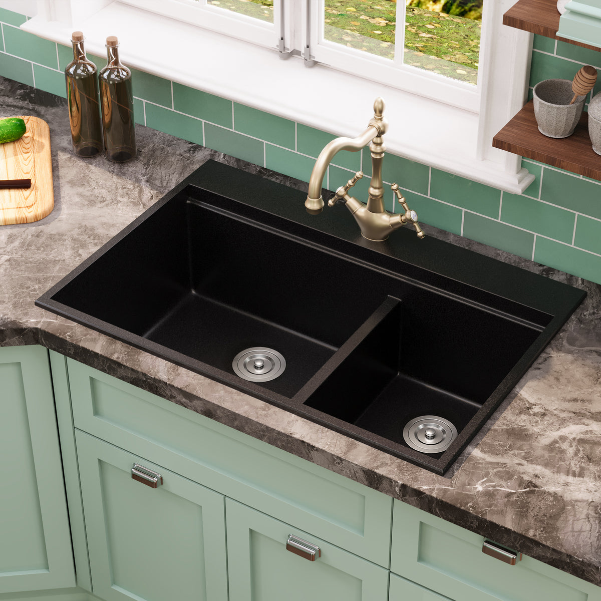 DeerValley DV-1K0170 Granite Composite Kitchen Sink with Cutting Board Kit