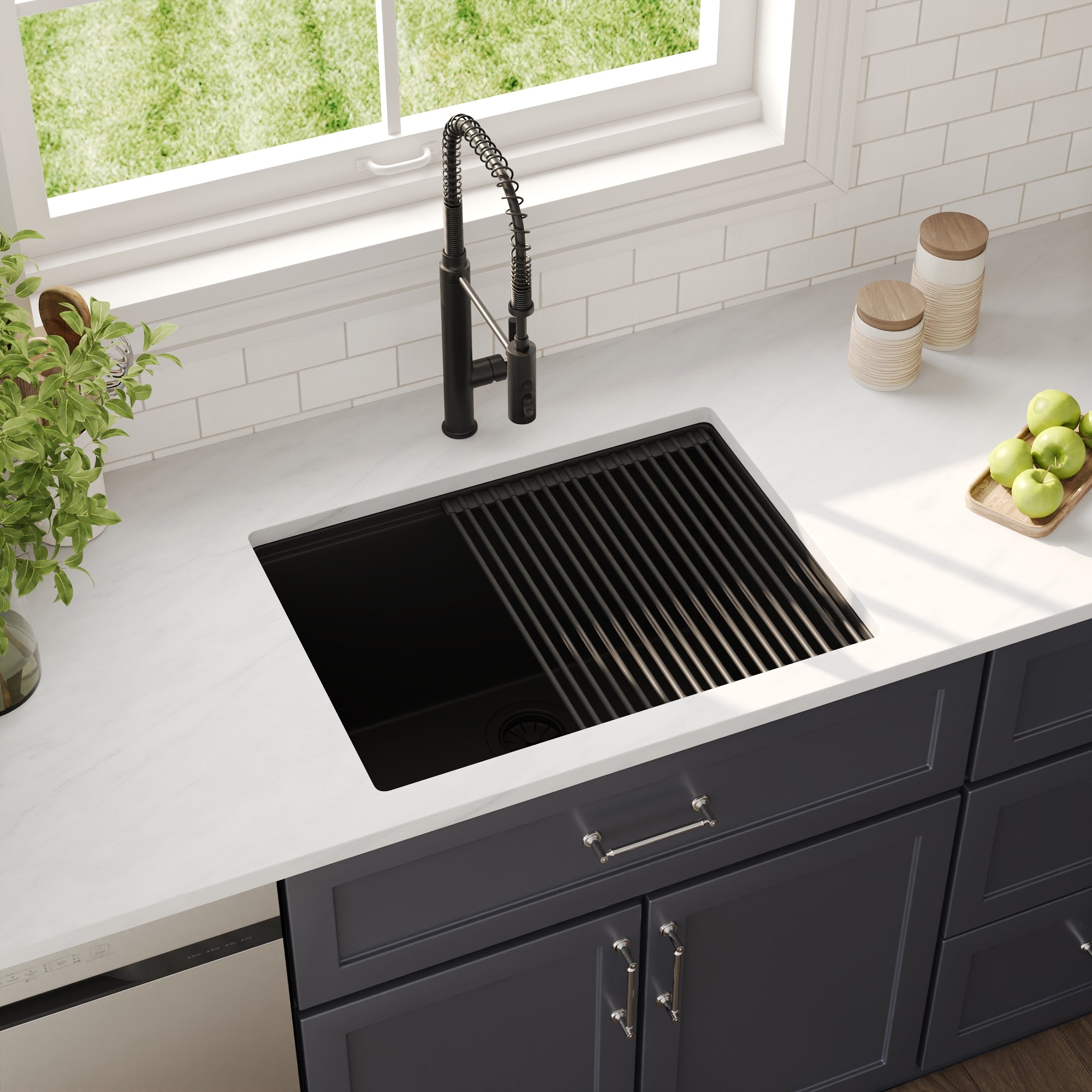 25"x19" Rectangular Drop-in Kitchen Sink, Granite Composite With Multiple Styles