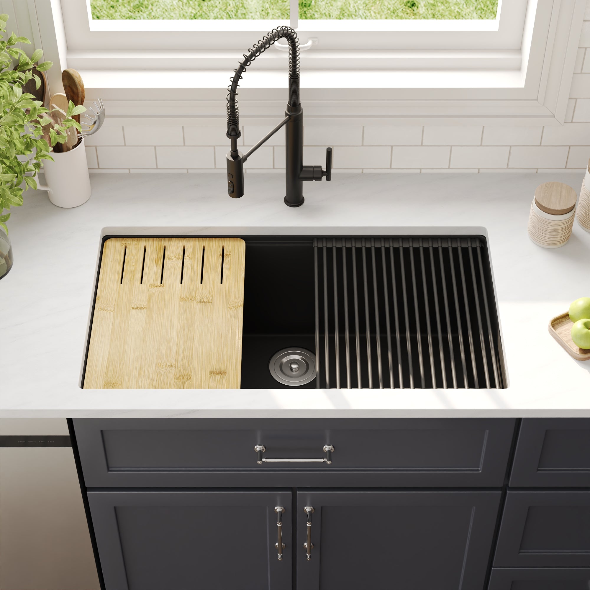DeerValley DV-1K0172 Granite Composite Kitchen Sinks Undermount Quiet Drain