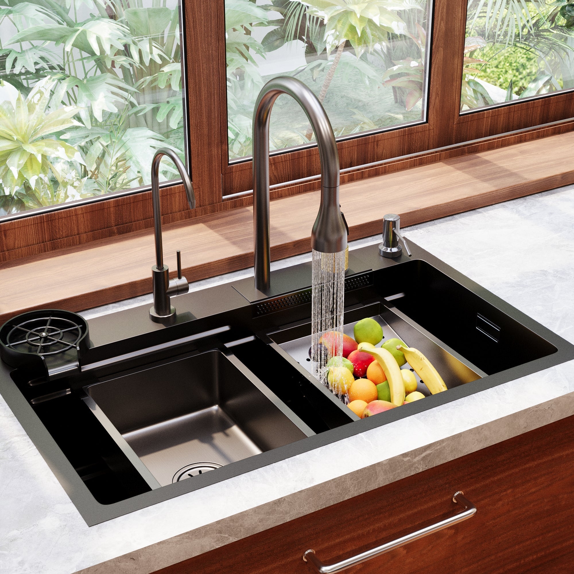 29.5" x 18" Rectangular Stainless Steel Kitchen Sink, Multifunction with Multiple Sizes