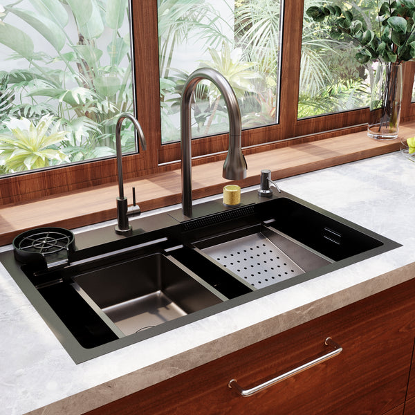 29.5" x 18" Rectangular Stainless Steel Kitchen Sink, Multifunction with Multiple Sizes
