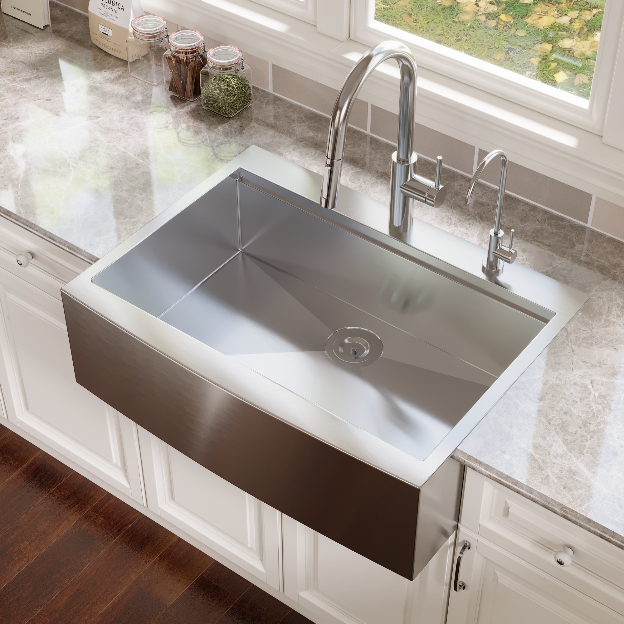 30" Rectangular Workstation Farmhouse Kitchen Sink, Stainless Steel Single Bowl With Multiple Sizes