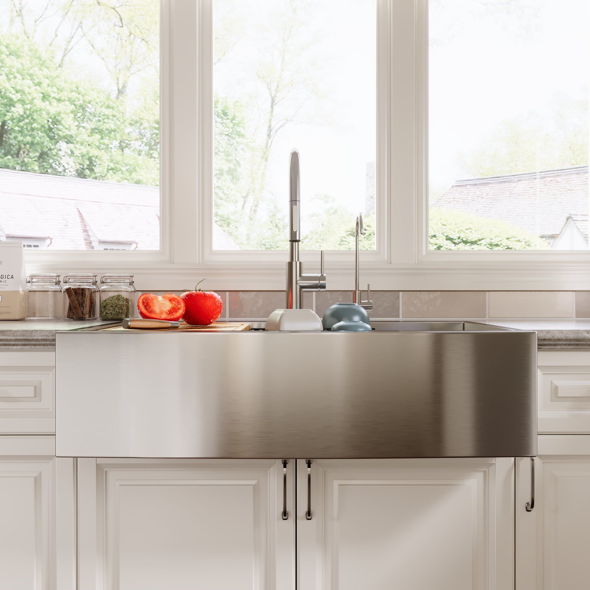 30" Rectangular Workstation Farmhouse Kitchen Sink, Stainless Steel Single Bowl With Multiple Sizes