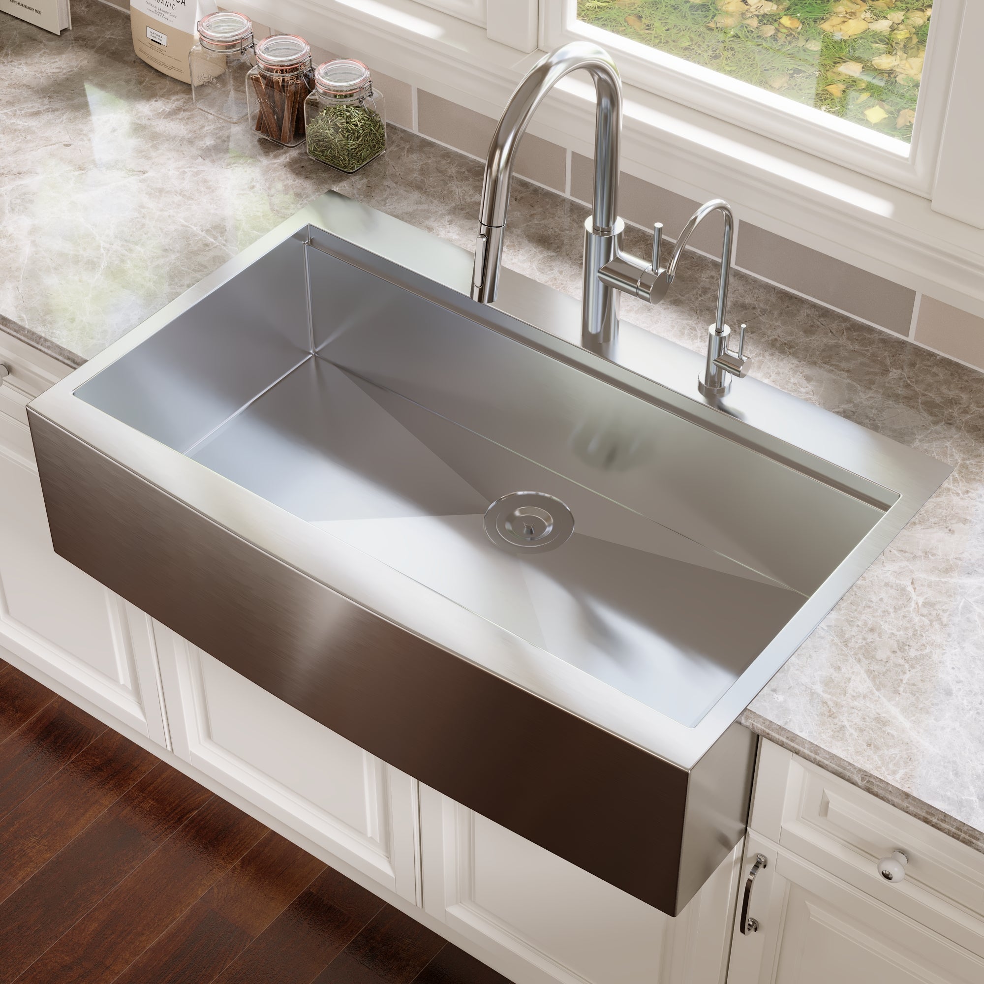 30" Rectangular Workstation Farmhouse Kitchen Sink, Stainless Steel Single Bowl With Multiple Sizes