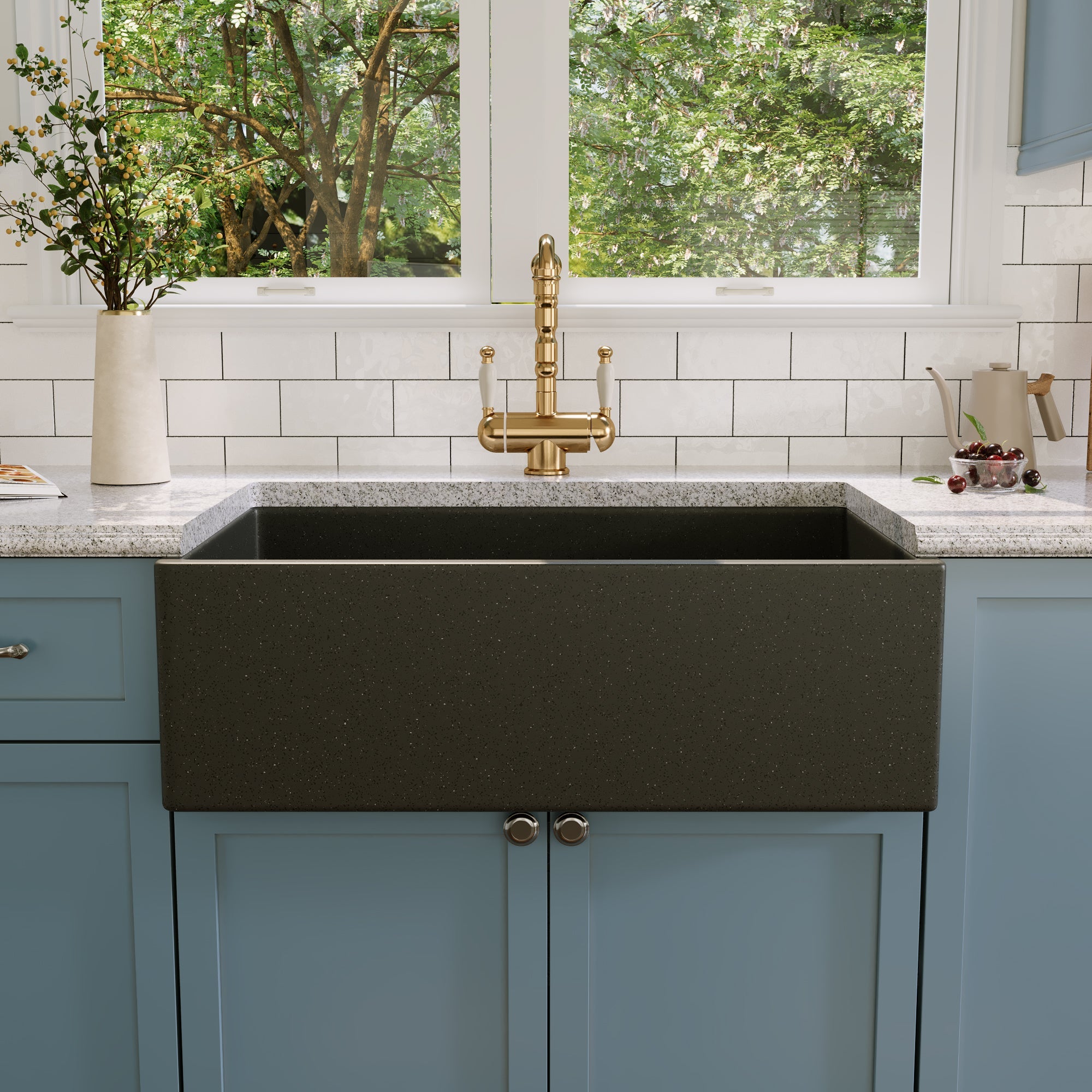 30" L x 18" W Rectangular Farmhouse Kitchen Sink, Natural Material With Multiple Colors