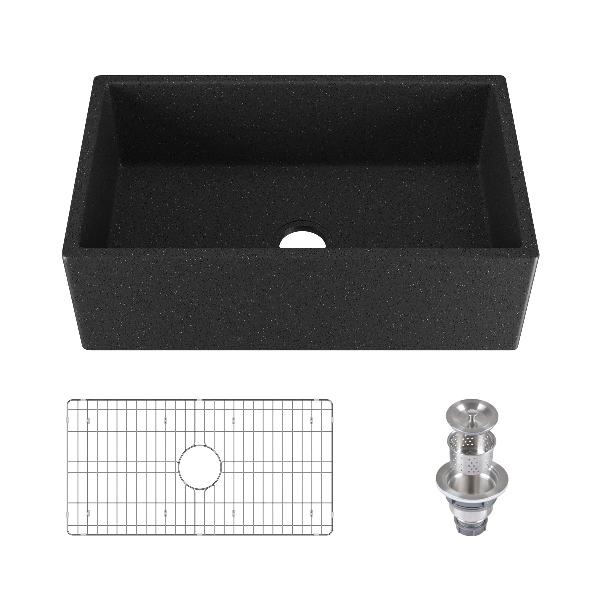 30" L x 18" W Rectangular Farmhouse Kitchen Sink, Natural Material With Multiple Colors