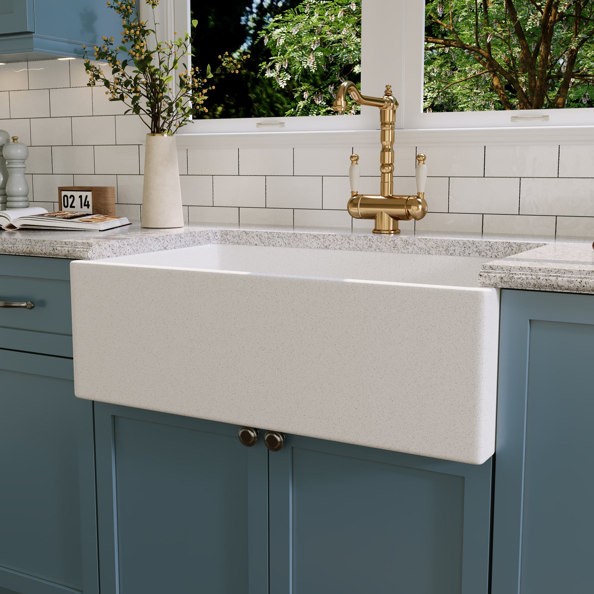 30" L x 18" W Rectangular Farmhouse Kitchen Sink, Natural Material With Multiple Colors