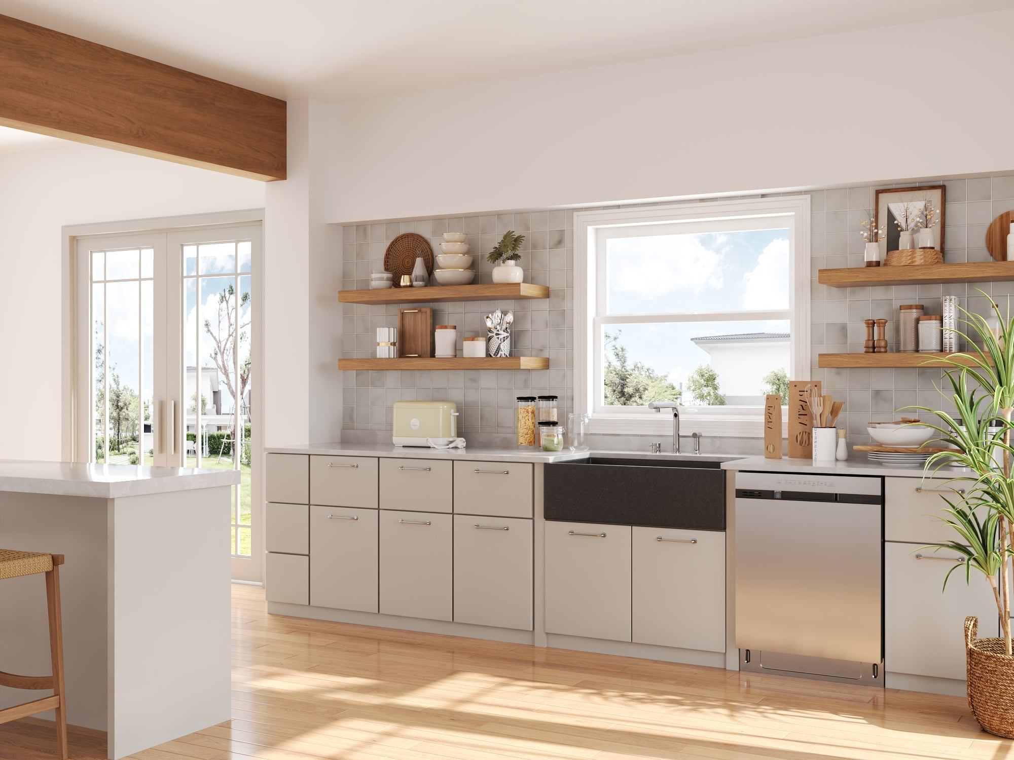 33" L x 18" W Rectangular Farmhouse Kitchen Sink, Natural Material With Multiple Colors