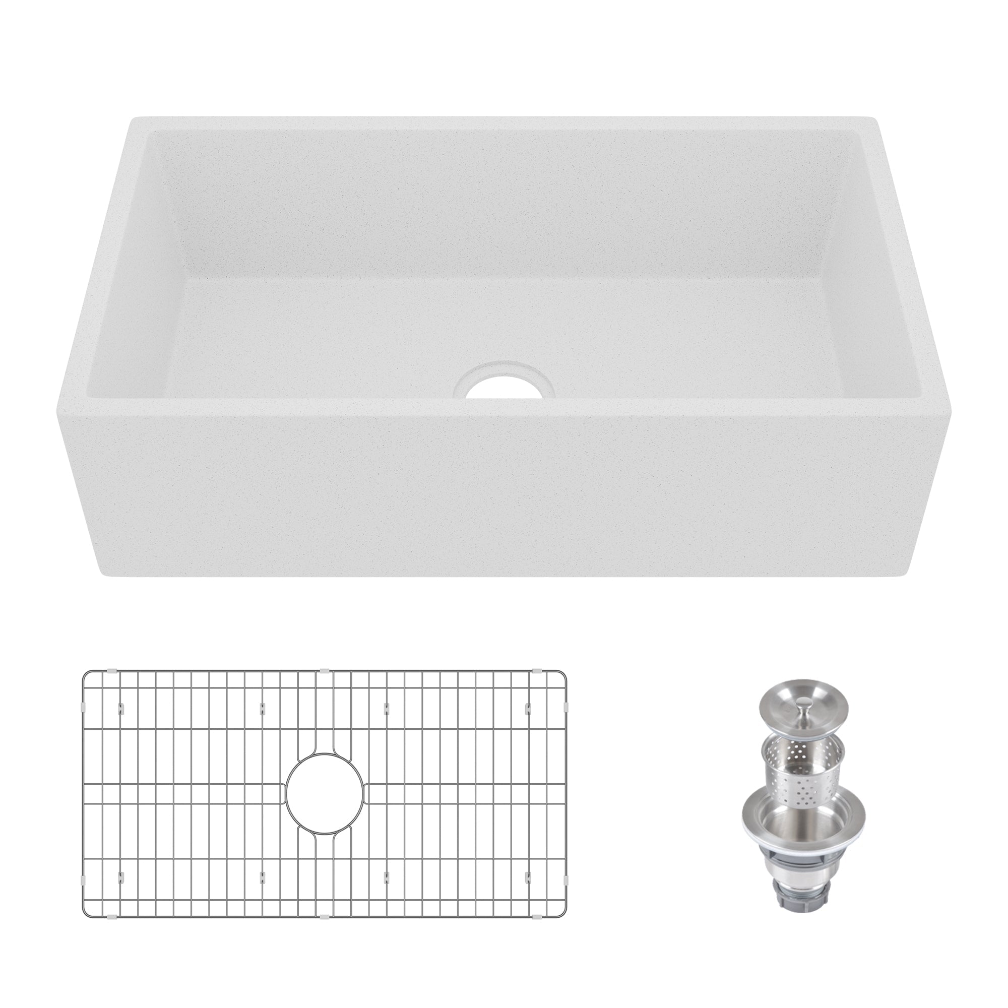 33" L x 18" W Rectangular Farmhouse Kitchen Sink, Natural Material With Multiple Colors