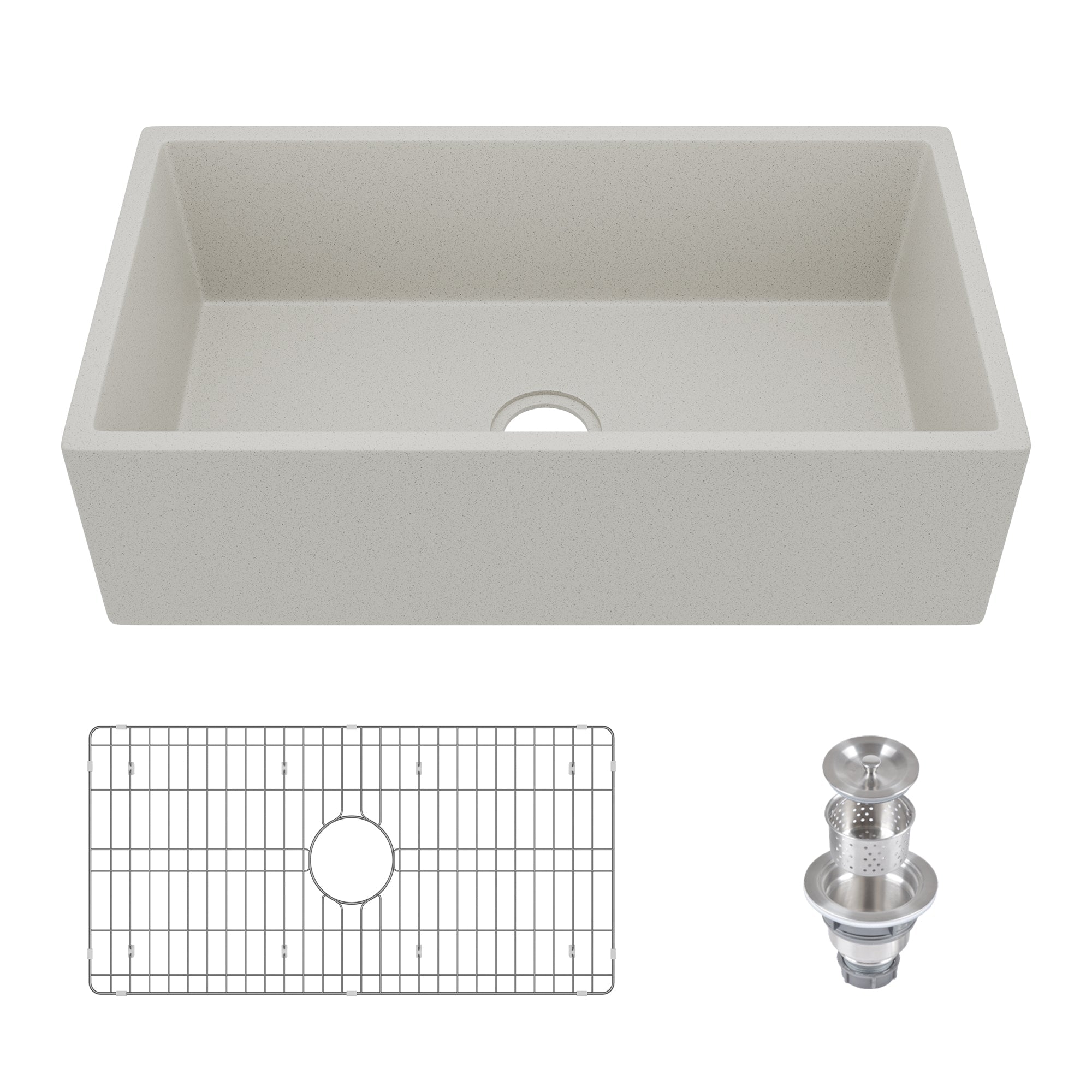 33" L x 18" W Rectangular Farmhouse Kitchen Sink, Natural Material With Multiple Colors