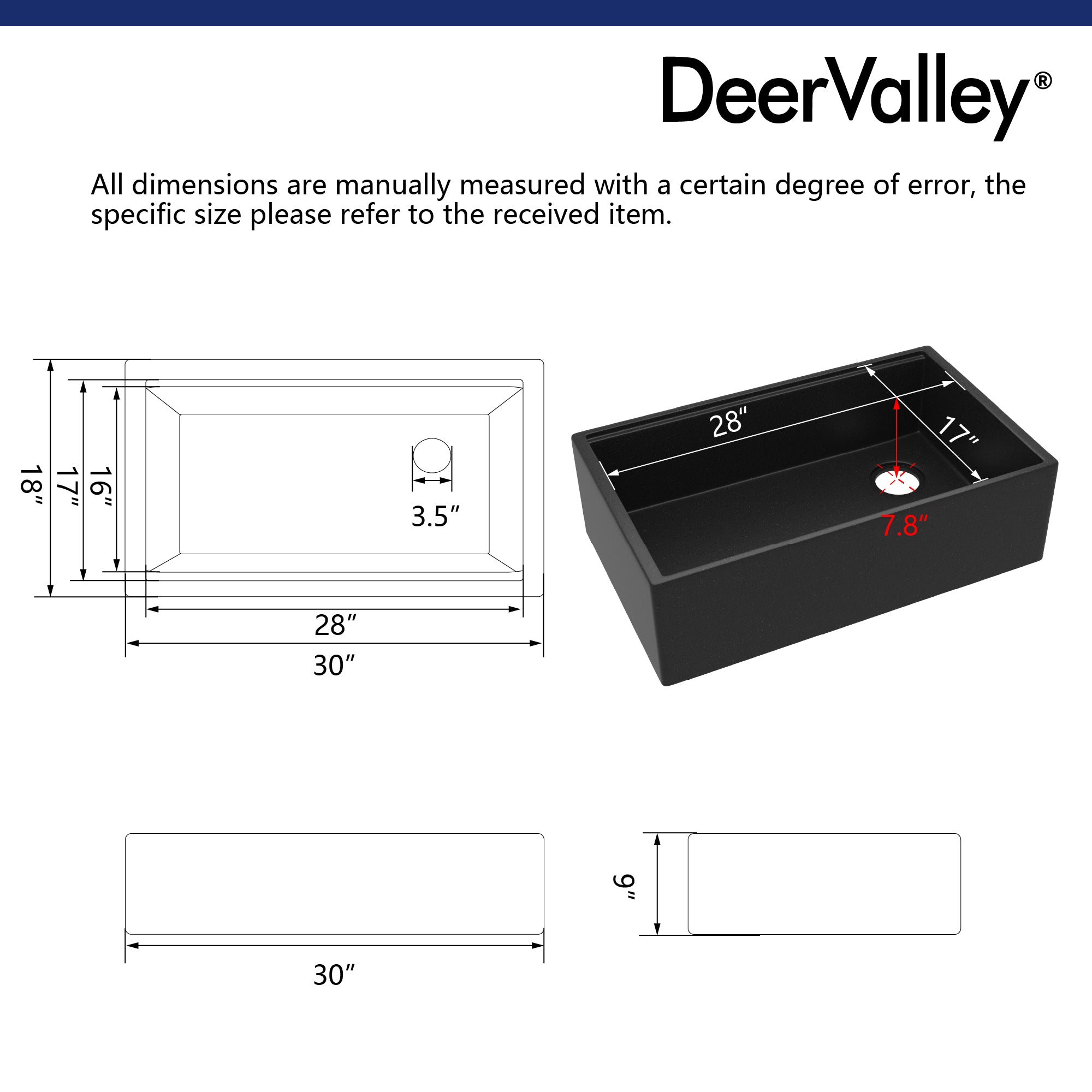 30" L x 18" W Rectangular Workstation Undermount Kitchen Sink, Natural Material With Multiple Colors