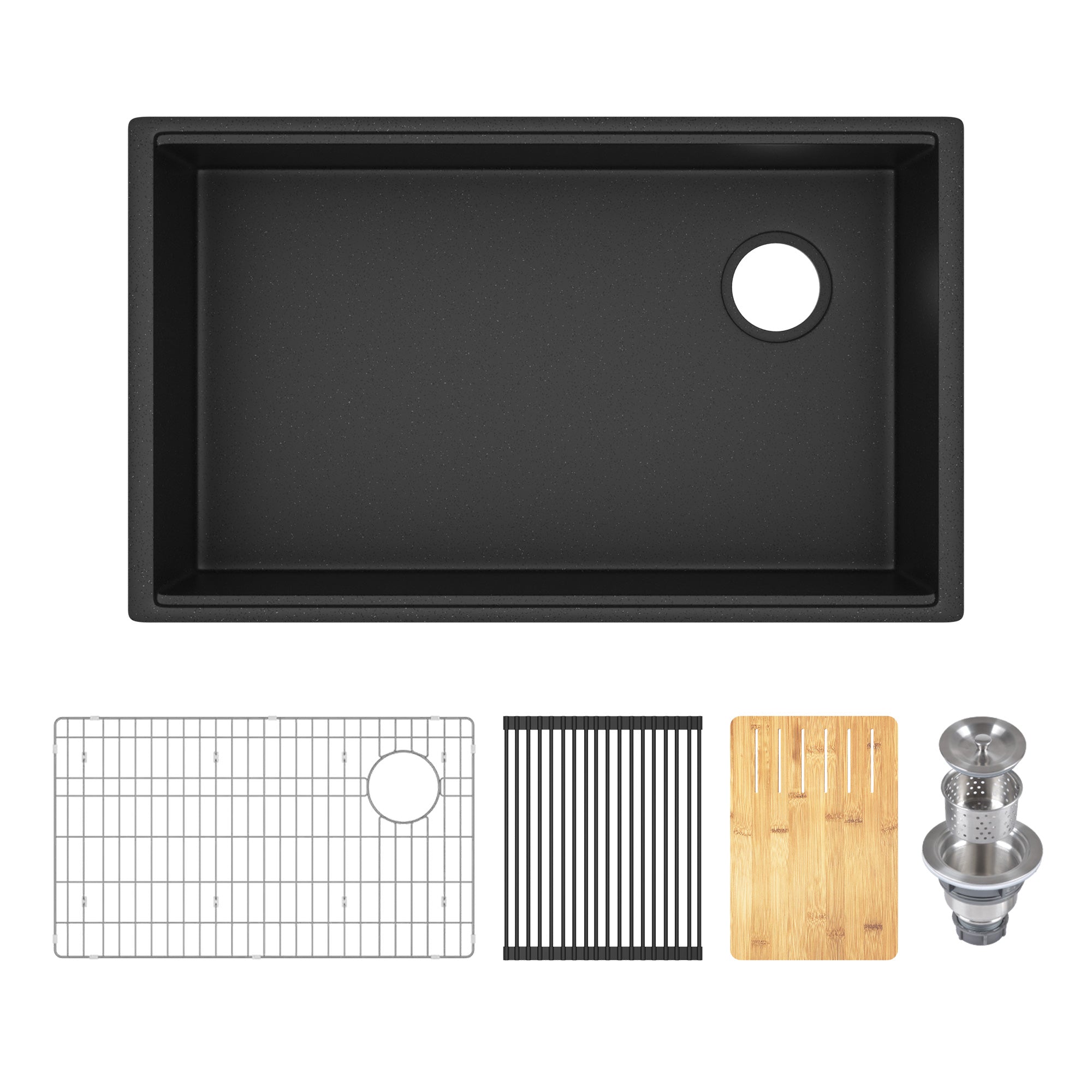 30" L x 18" W Rectangular Workstation Undermount Kitchen Sink, Natural Material With Multiple Colors