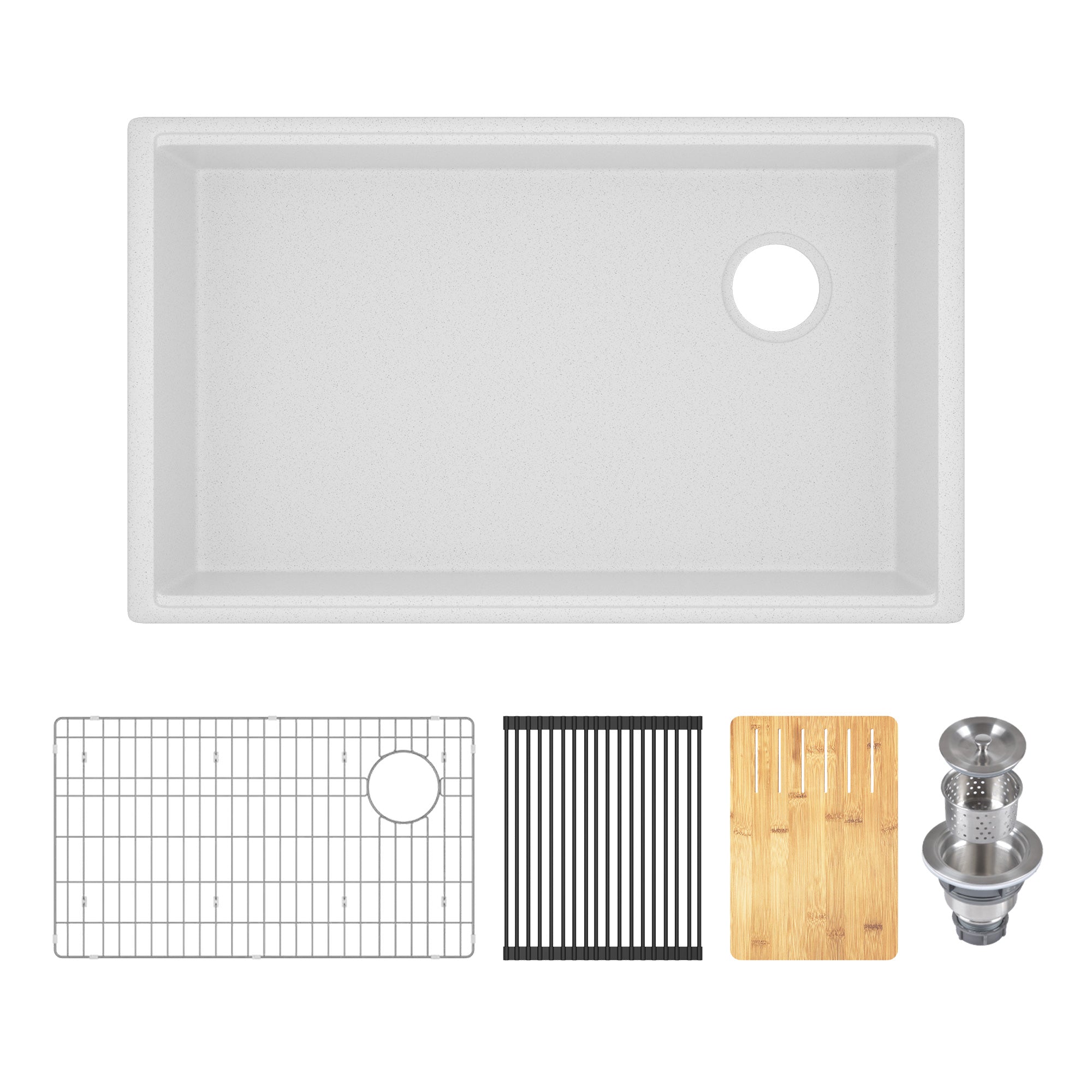 30" L x 18" W Rectangular Workstation Undermount Kitchen Sink, Natural Material With Multiple Colors