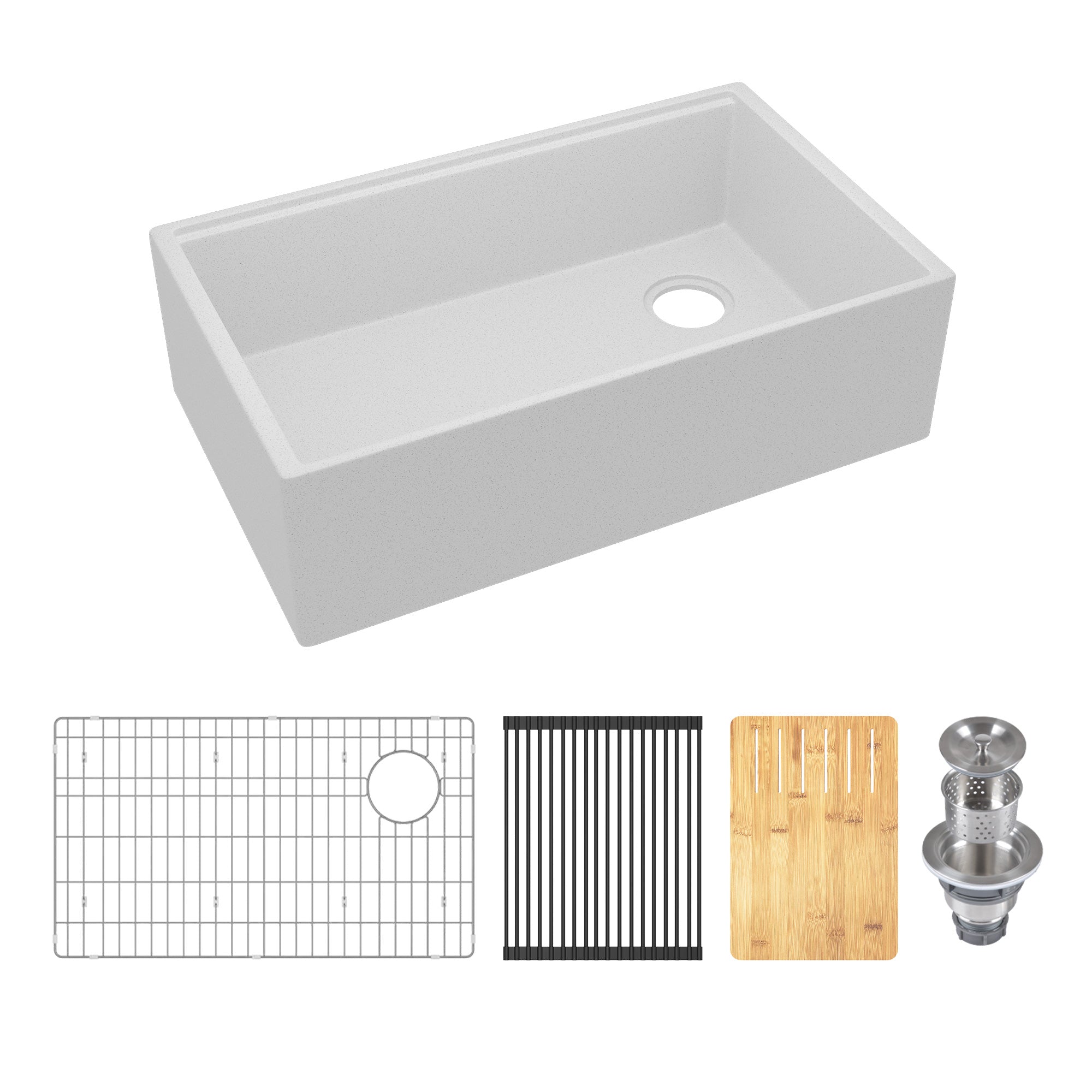 30" L x 18" W Rectangular Workstation Undermount Kitchen Sink, Natural Material With Multiple Colors