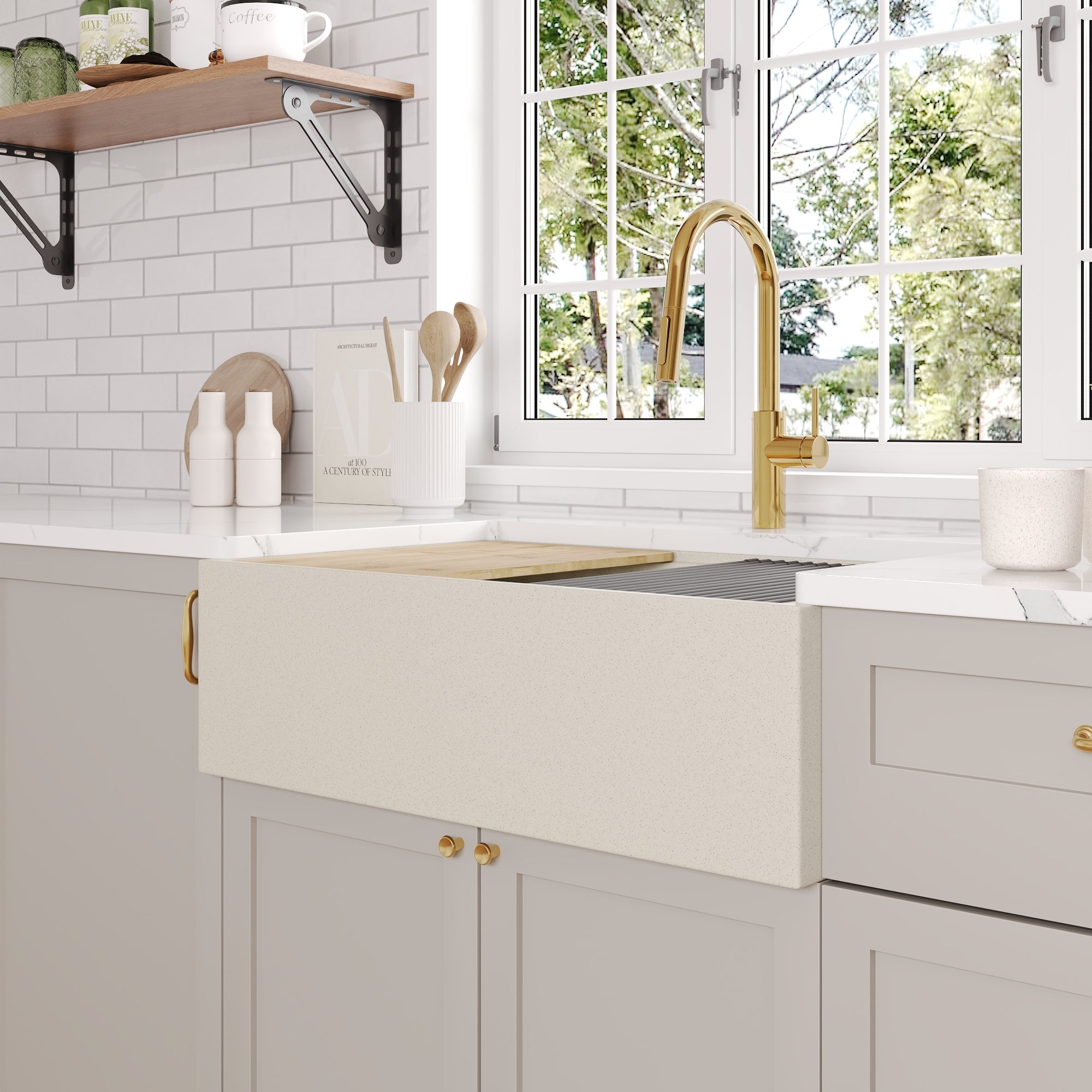 30" L x 18" W Rectangular Workstation Undermount Kitchen Sink, Natural Material With Multiple Colors