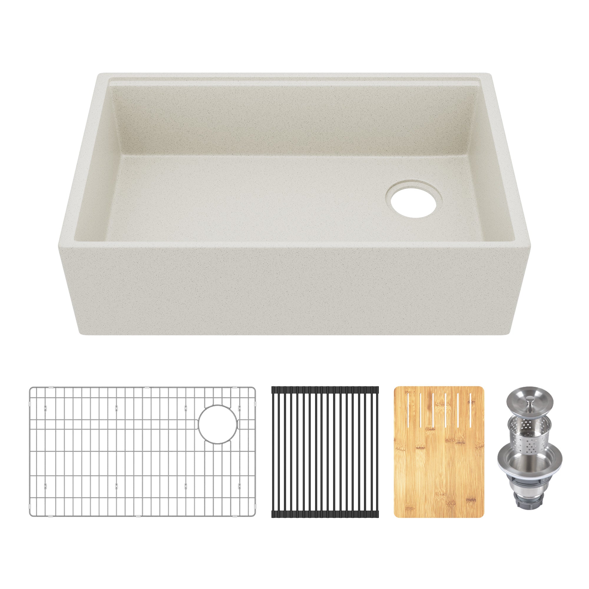 30" L x 18" W Rectangular Workstation Undermount Kitchen Sink, Natural Material With Multiple Colors