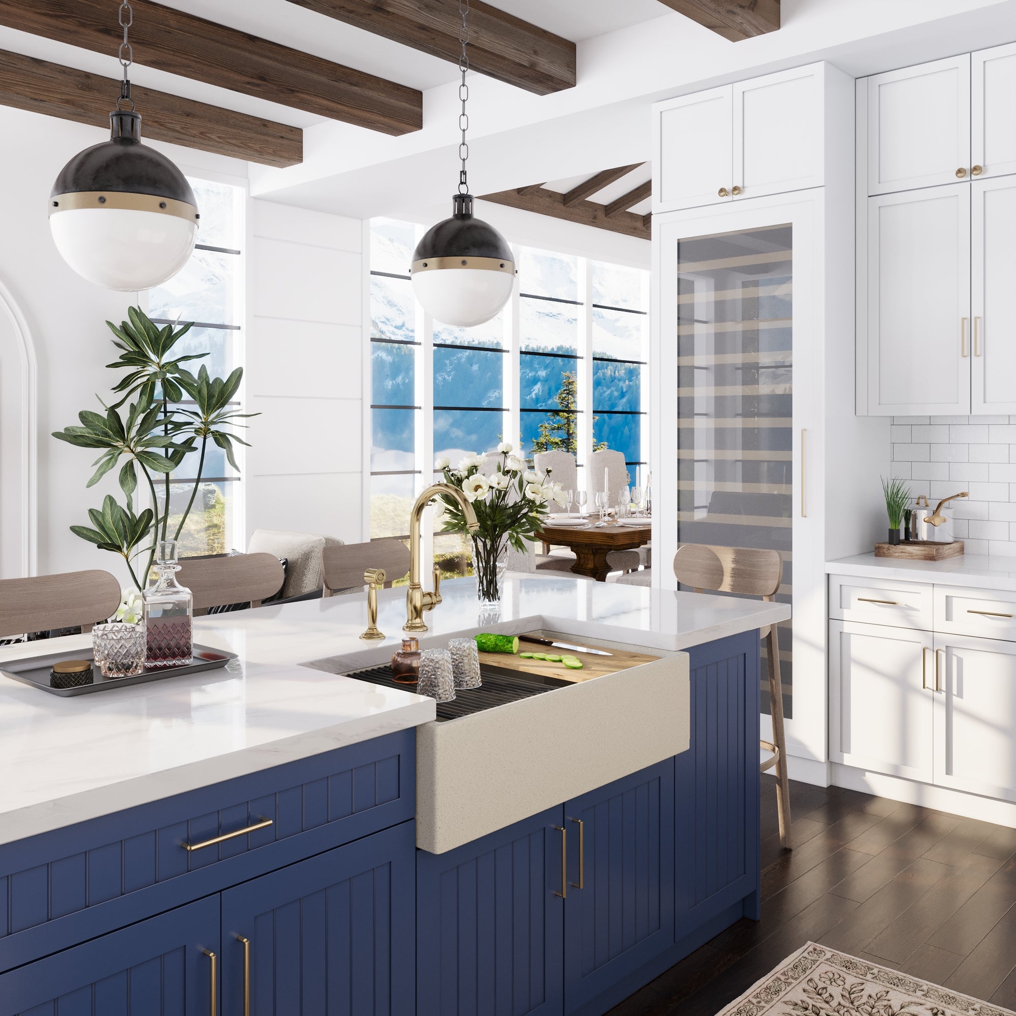 33" L x 18" W Rectangular Workstation Undermount Kitchen Sink, Natural Material With Multiple Colors