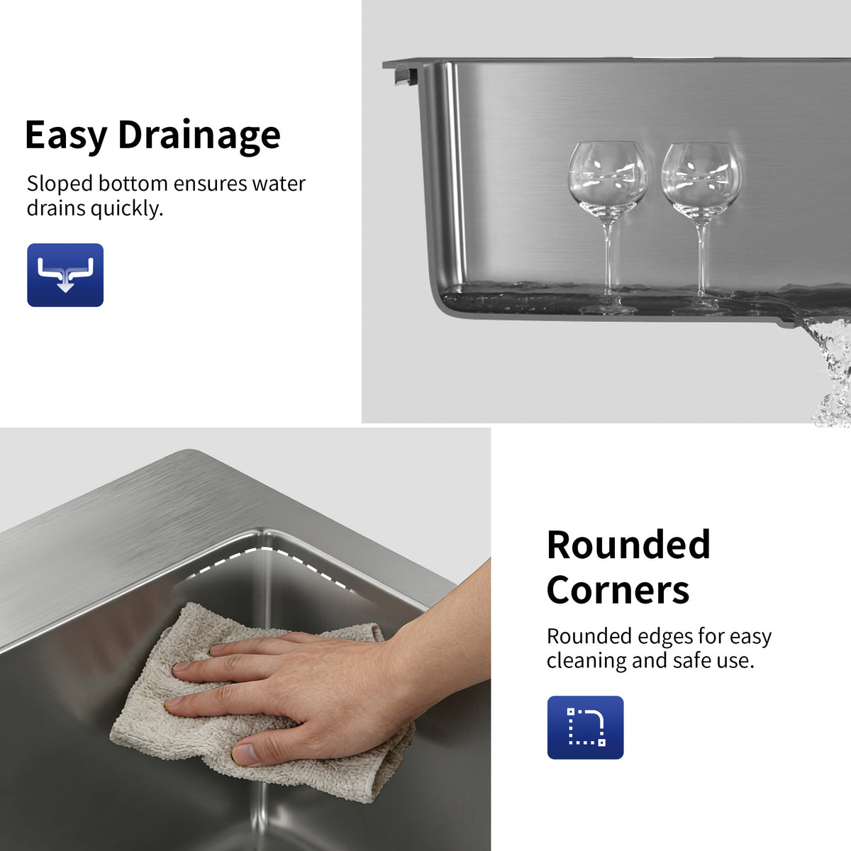 DeerValley DV-1K0468 Drop-In Sink 33 Inch Single Bowl Stainless Steel with Grid and Fast Drain