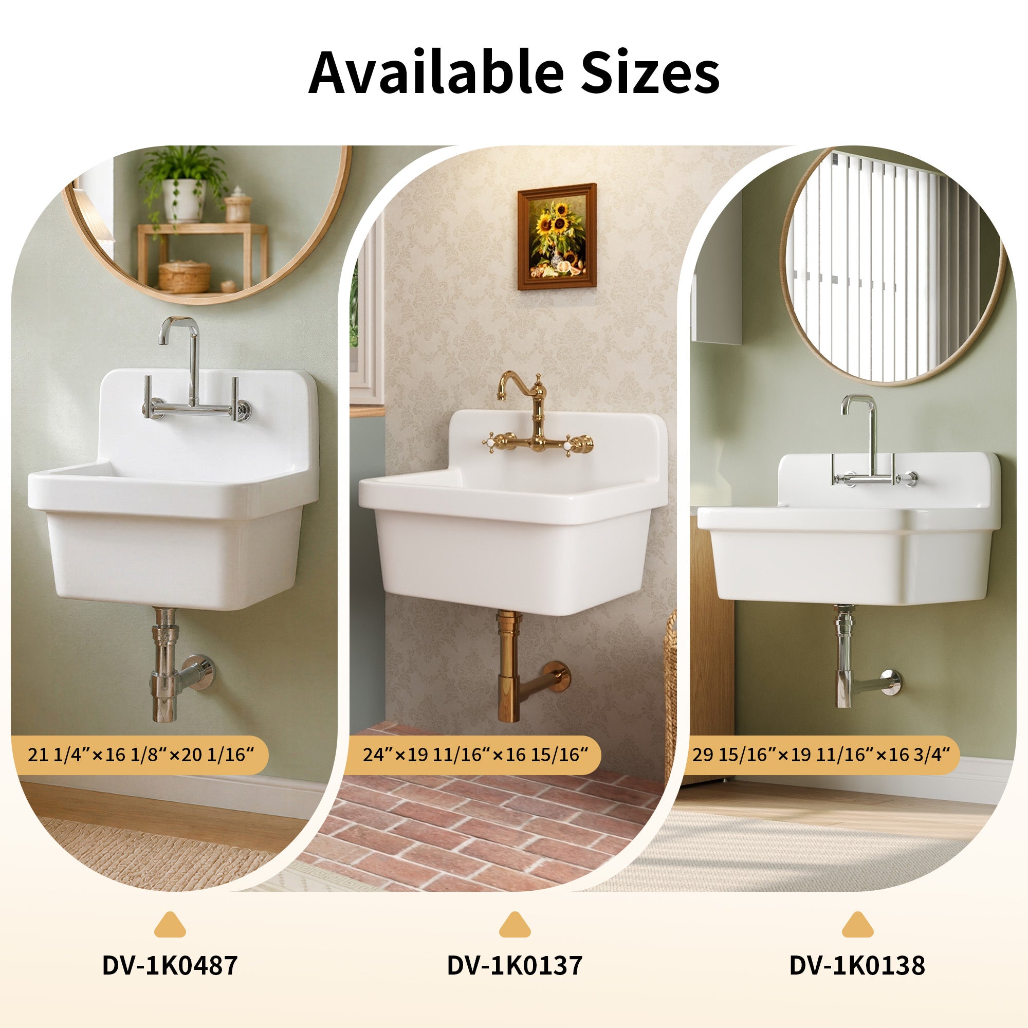 DeerValley DV-1K0487 Fireclay Utility Sink, Deep Basin & Wall-Mount Kit