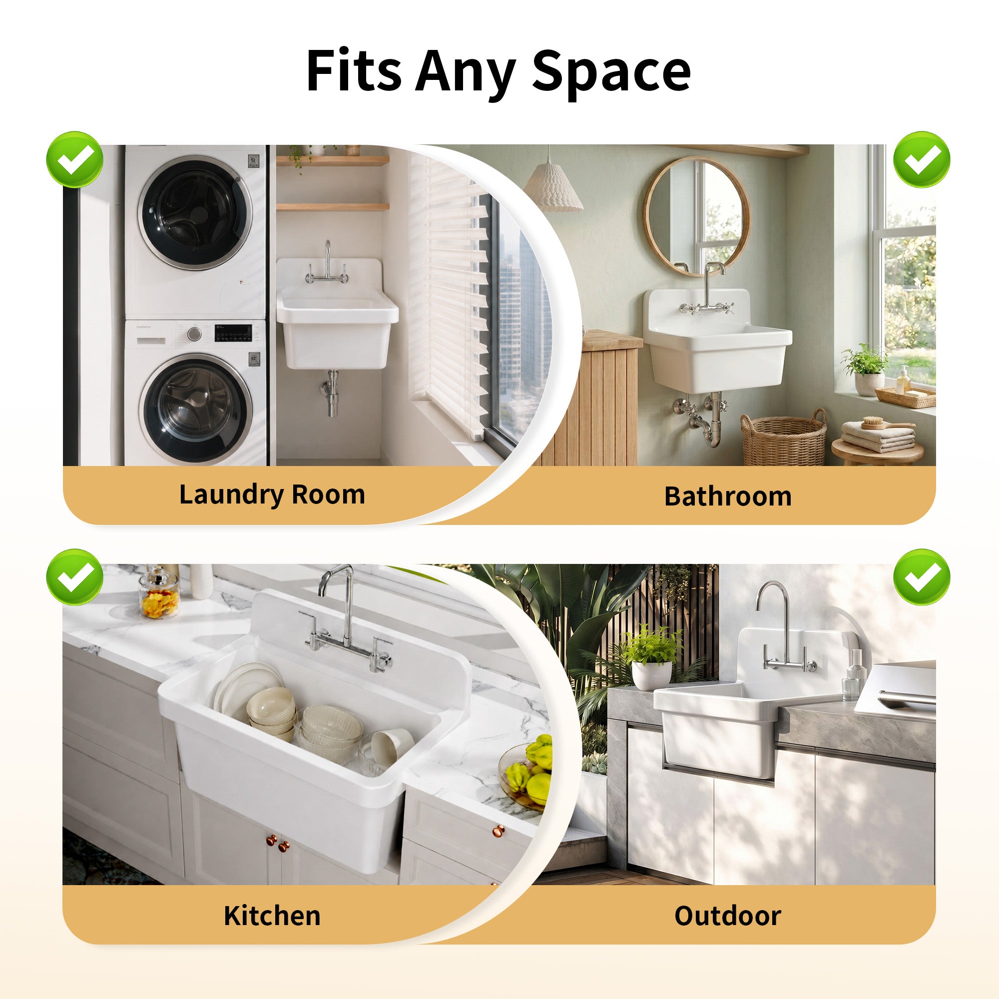 DeerValley DV-1K0487 Fireclay Utility Sink, Deep Basin & Wall-Mount Kit