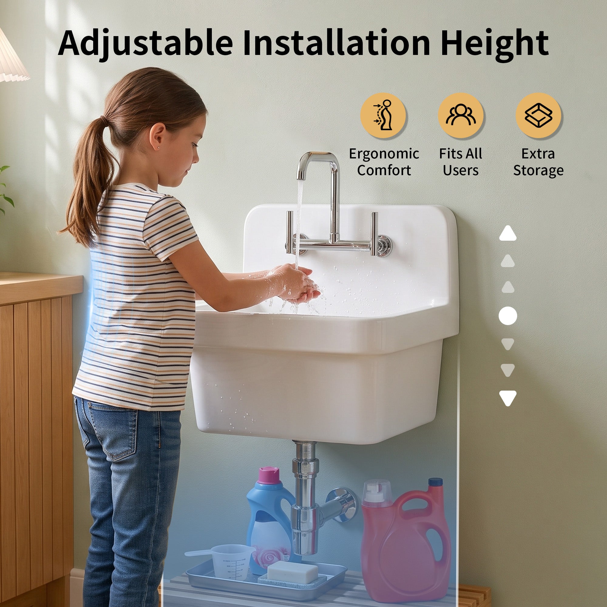 DeerValley DV-1K0487 Fireclay Utility Sink, Deep Basin & Wall-Mount Kit