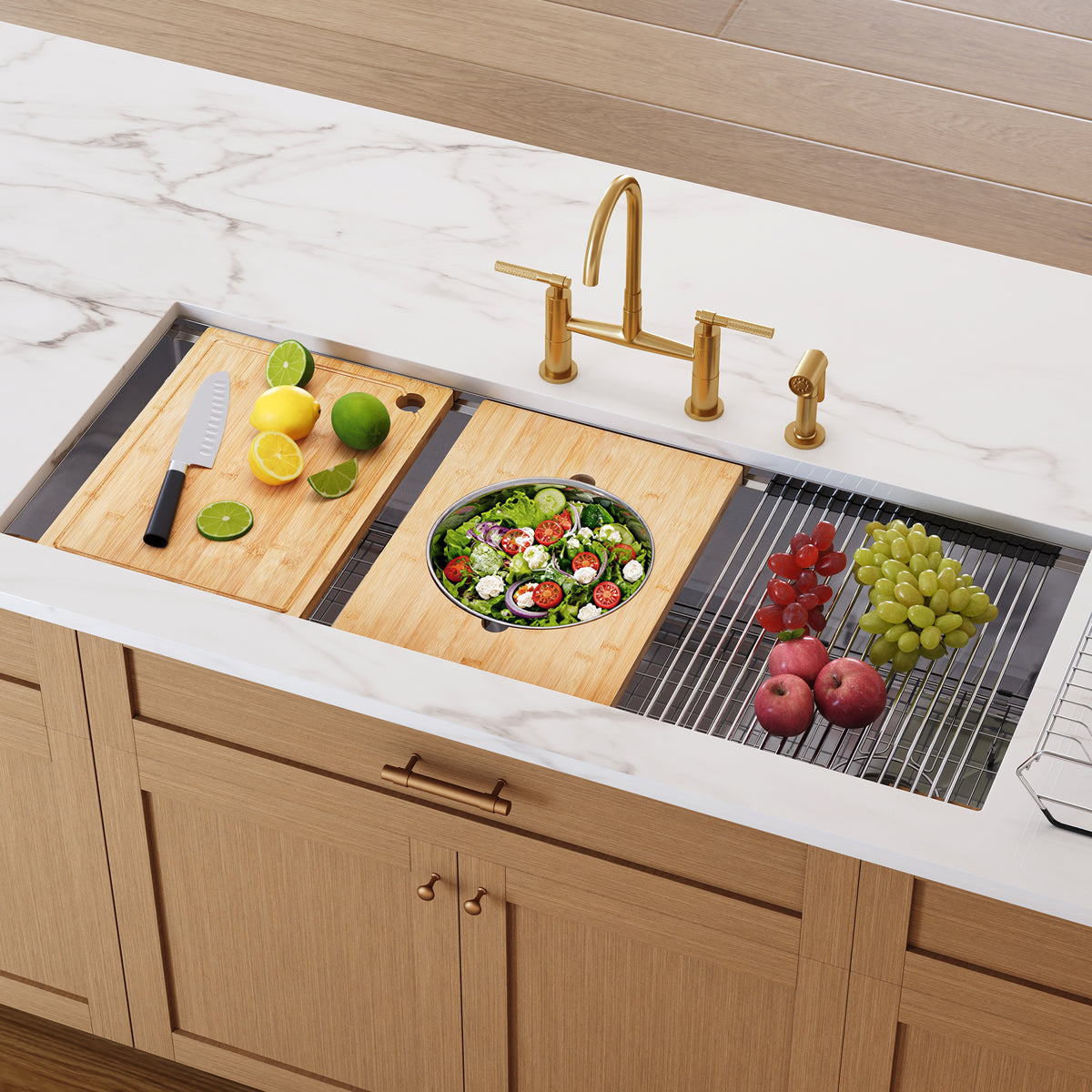 DeerValley DV-1K0555/553 Stainless Steel Workstation Sink, Quiet Pad & Anti-Condensation
