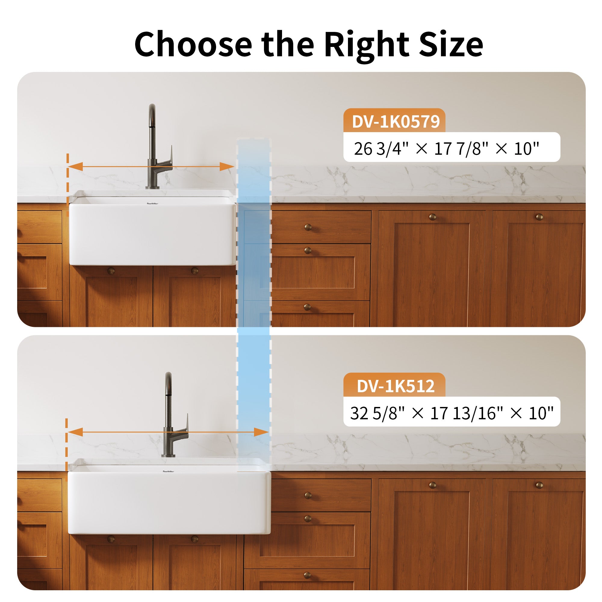 Deervalley DV-1K0579 Fireclay Farmhouse Kitchen Sink, Apron Front Single Bowl Workstation Sink With Accessories