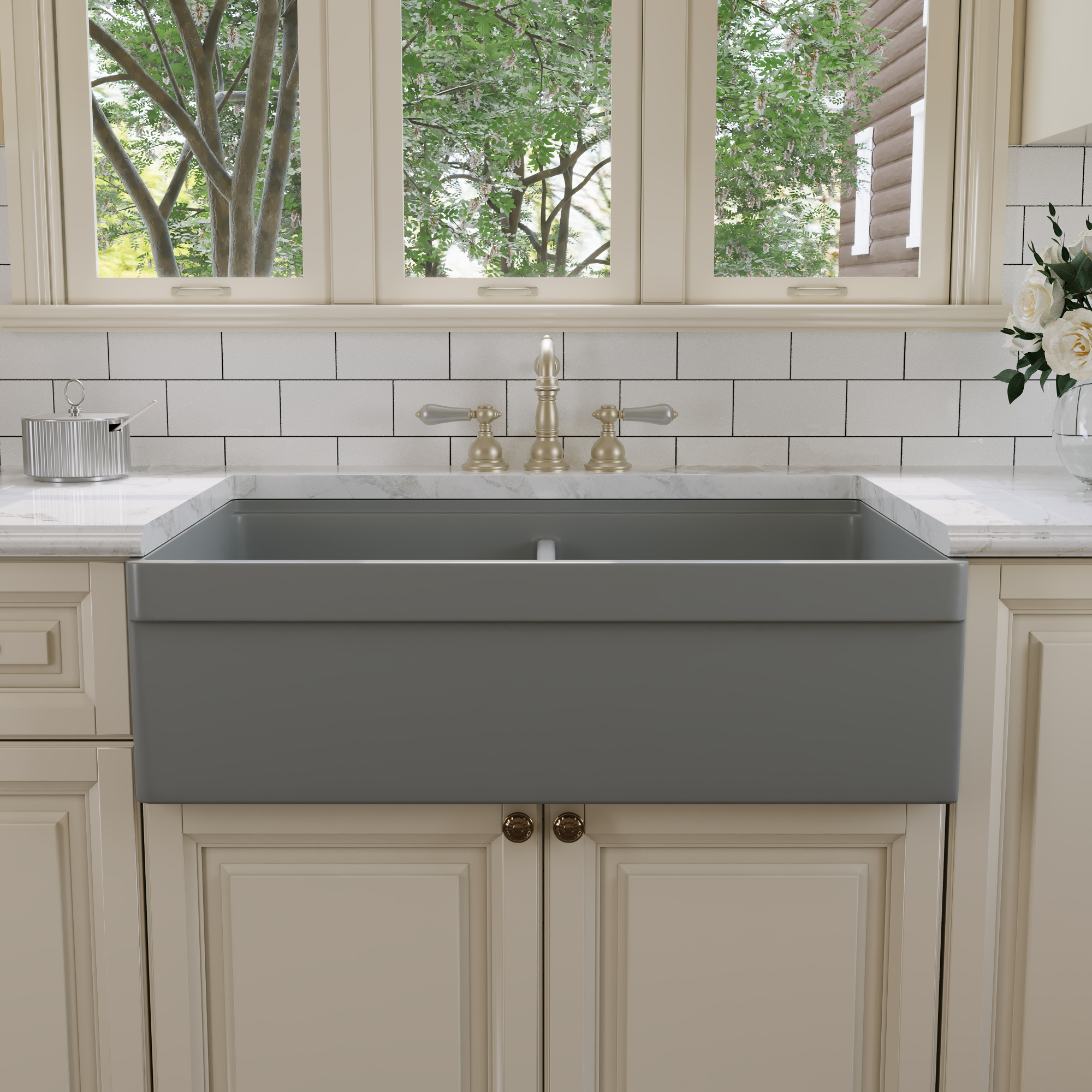32.87" L x 20" W Rectangular Workstation Farmhouse Kitchen Sink, Easy-Cleaning With Multiple Colors