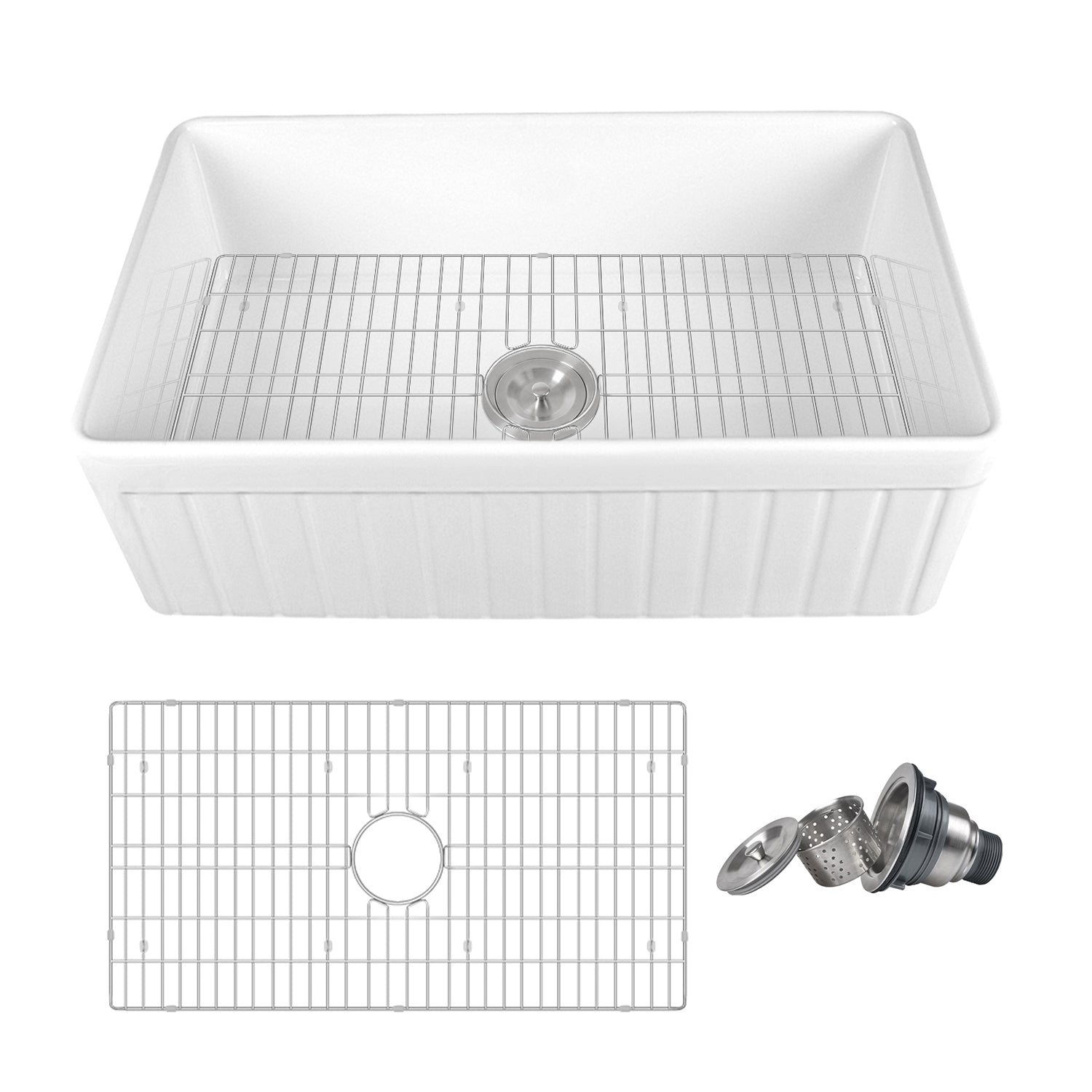 SOLSTICE 33" L x 18" W Rectangular Farmhouse Kitchen Sink, Easy-Cleaning With Multiple Colors