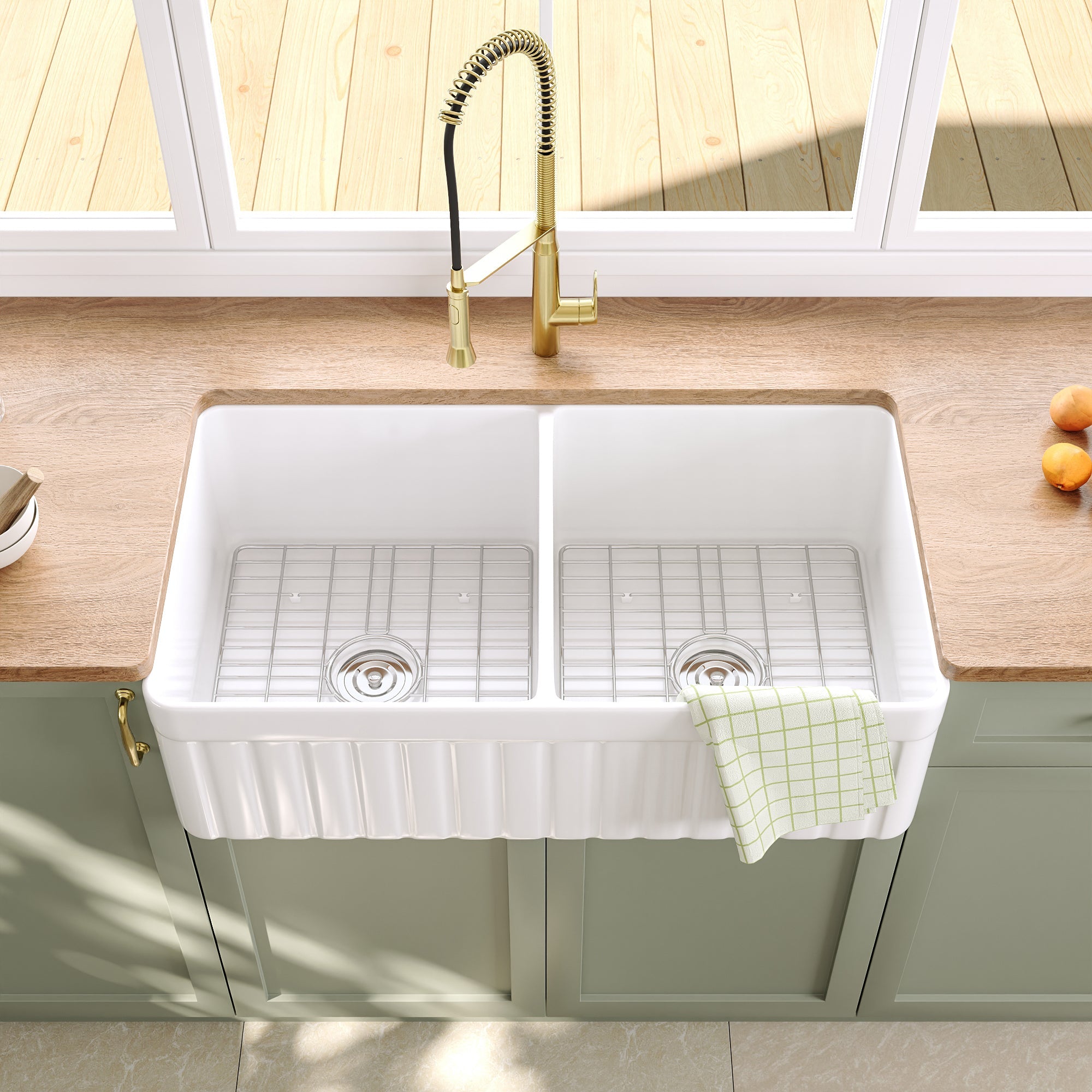 NOVA 33" L x 18" W Rectangular Farmhouse Kitchen Sink, Large Capacity With Multiple Colors