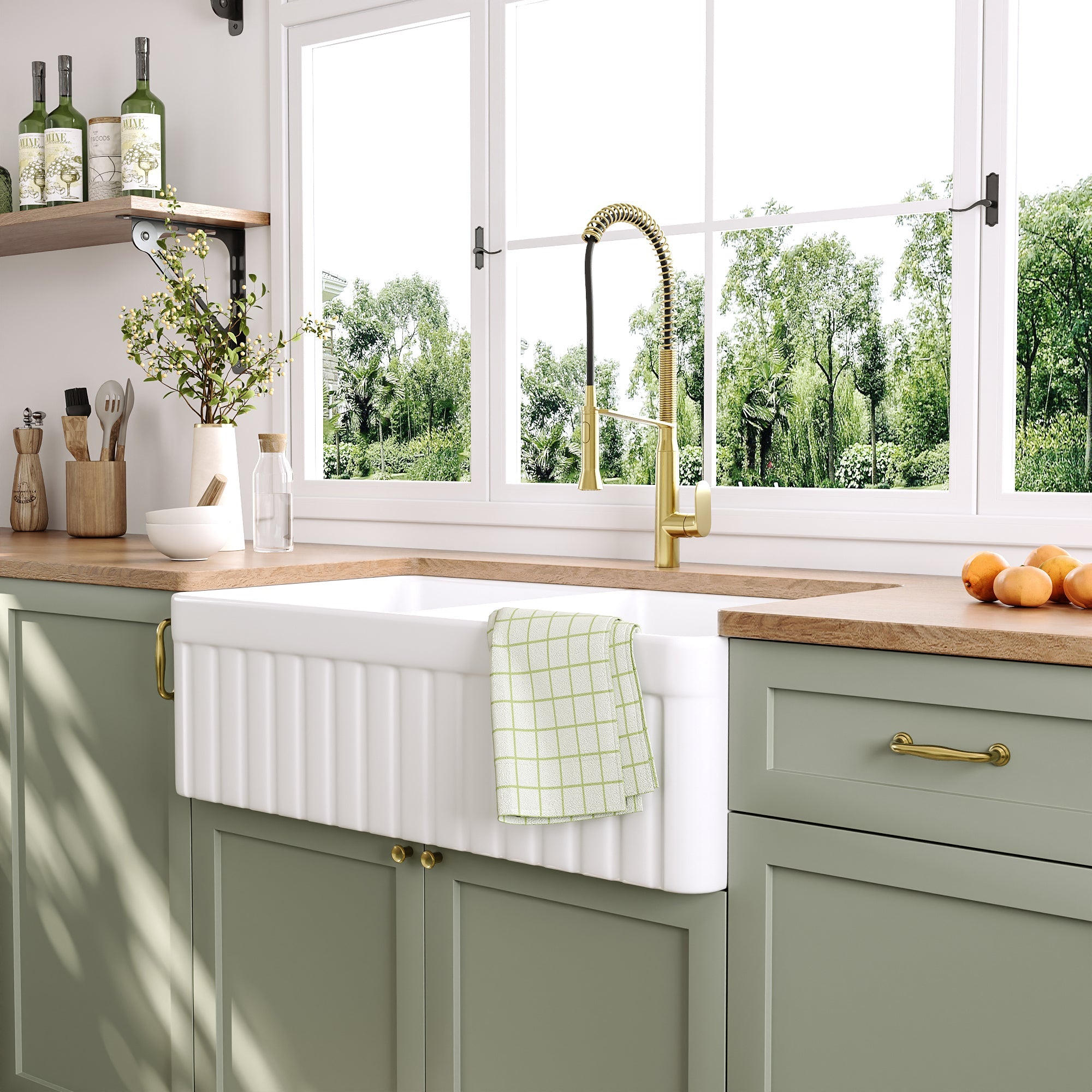 NOVA 33" L x 18" W Rectangular Farmhouse Kitchen Sink, Large Capacity With Multiple Colors