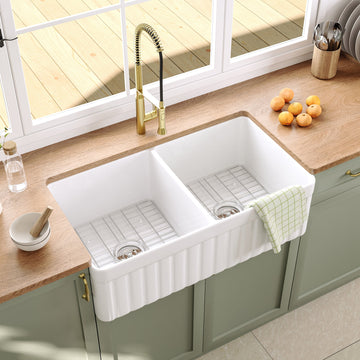 Évier de cuisine rectangulaire style ferme NOVA 33" L x 18" l, grande capacité, plusieurs couleurs