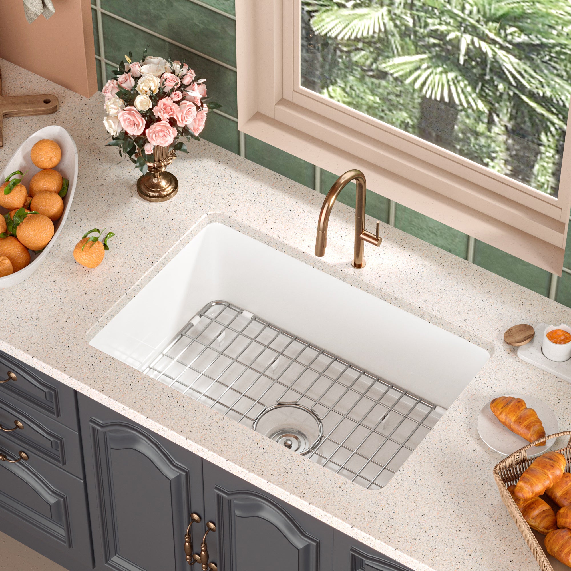 DeerValley Bath DeerValley DV-1K509 Glen Rectangle Fireclay 26.77" L x 18.90" W Farmhouse Kitchen Sink