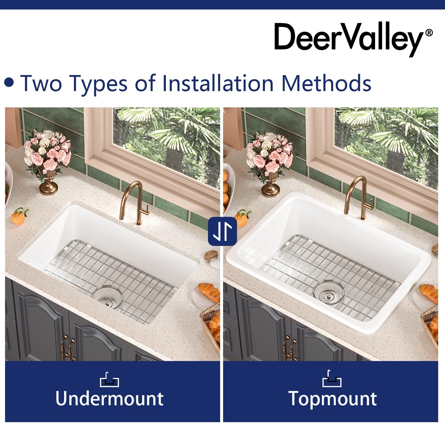 DeerValley Bath DeerValley DV-1K509 Glen Rectangle Fireclay 26.77" L x 18.90" W Farmhouse Kitchen Sink