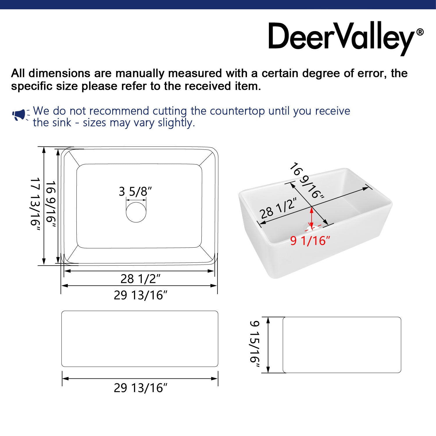 GROVE 36" L x 18" W Rectangular Farmhouse Kitchen Sink, Seamless With Multiple Colors and Sizes